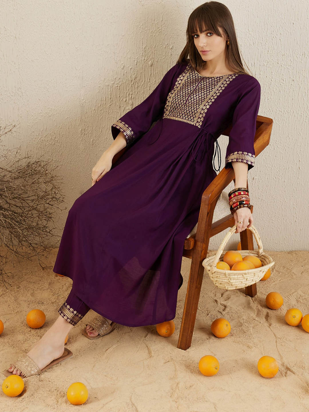Indo Era Yoke Design Regular Kurta with Trousers