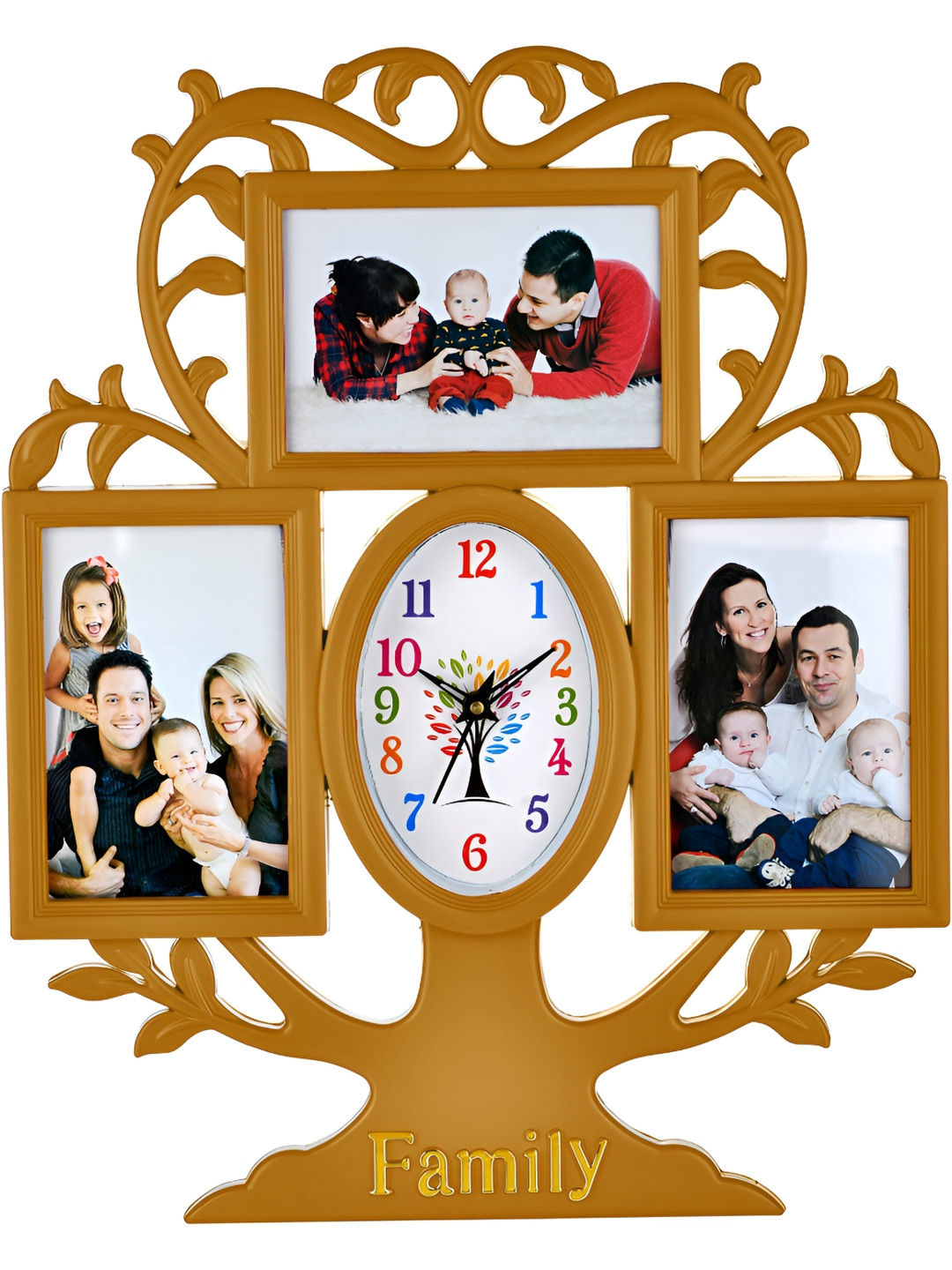 Attractionz White & Gold Oval Analog Wall Clock