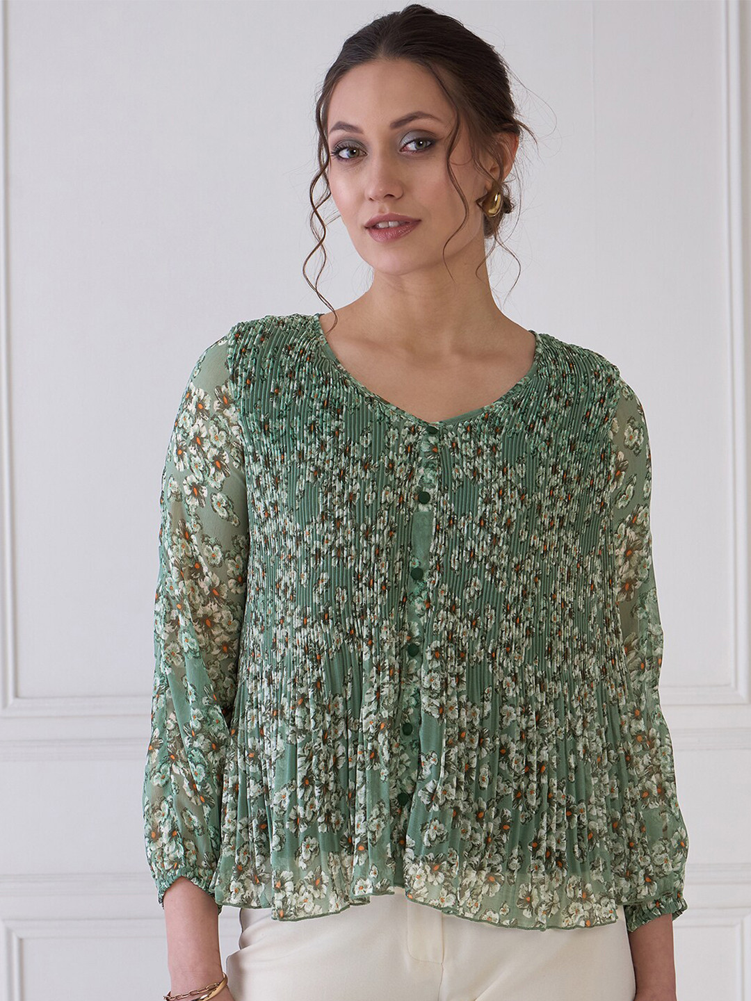 Antheaa Elit Animal Print Crepe Top