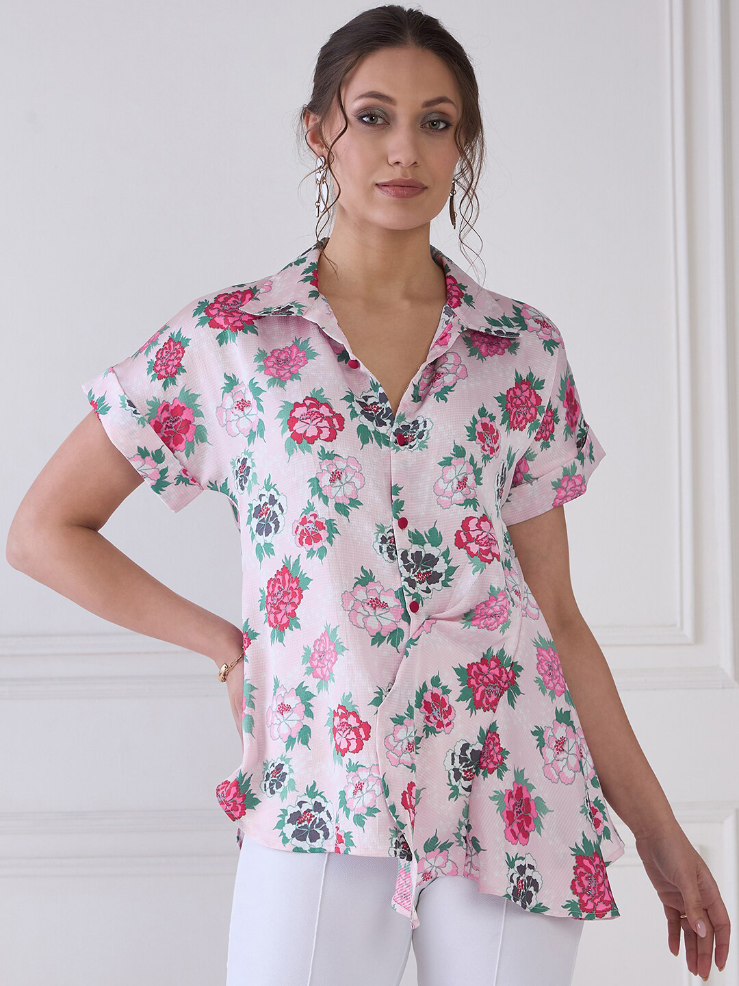 Antheaa Elit Floral Print Shirt Style Top