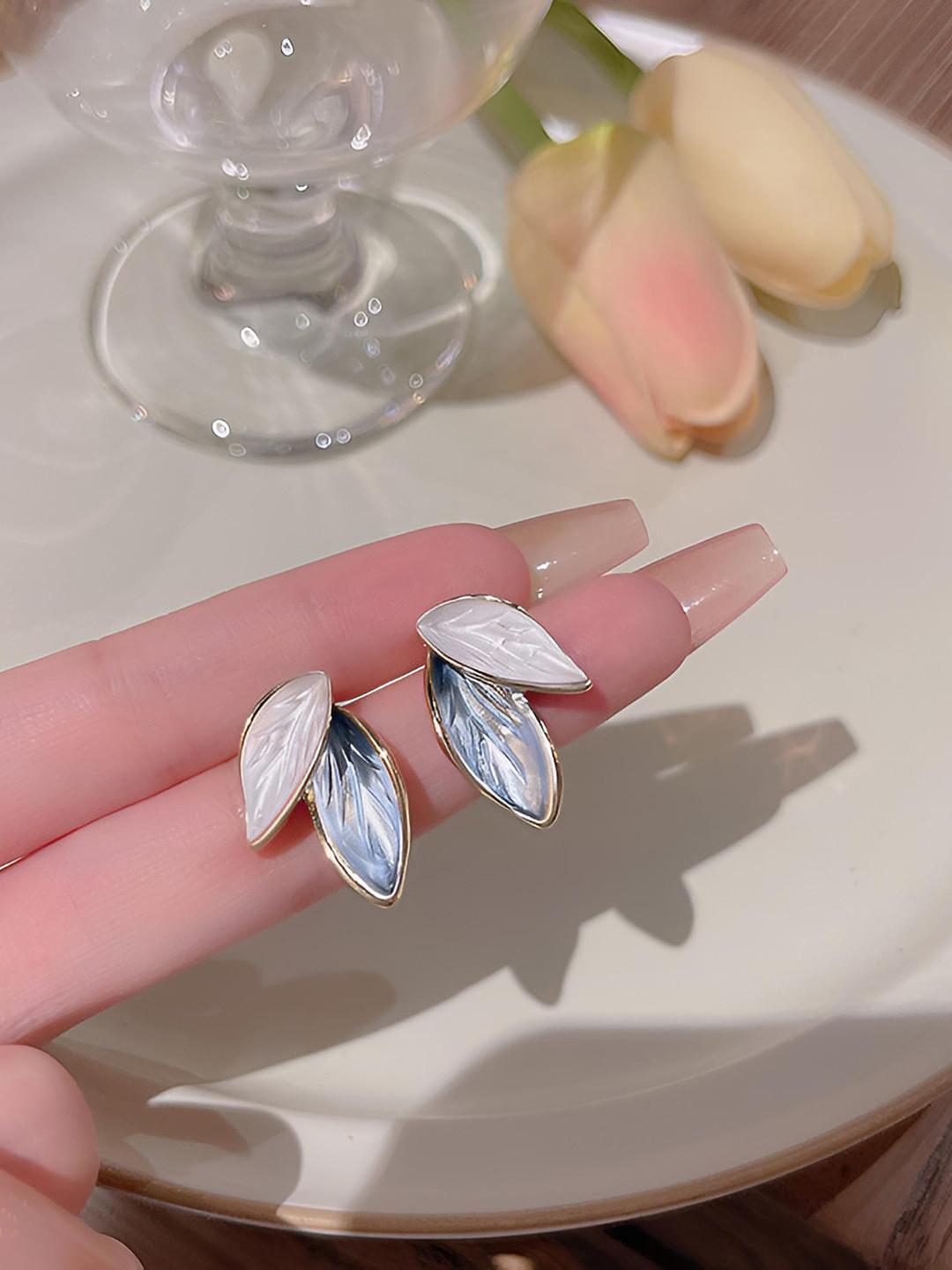 Goho Leaf Shaped Studs Earrings