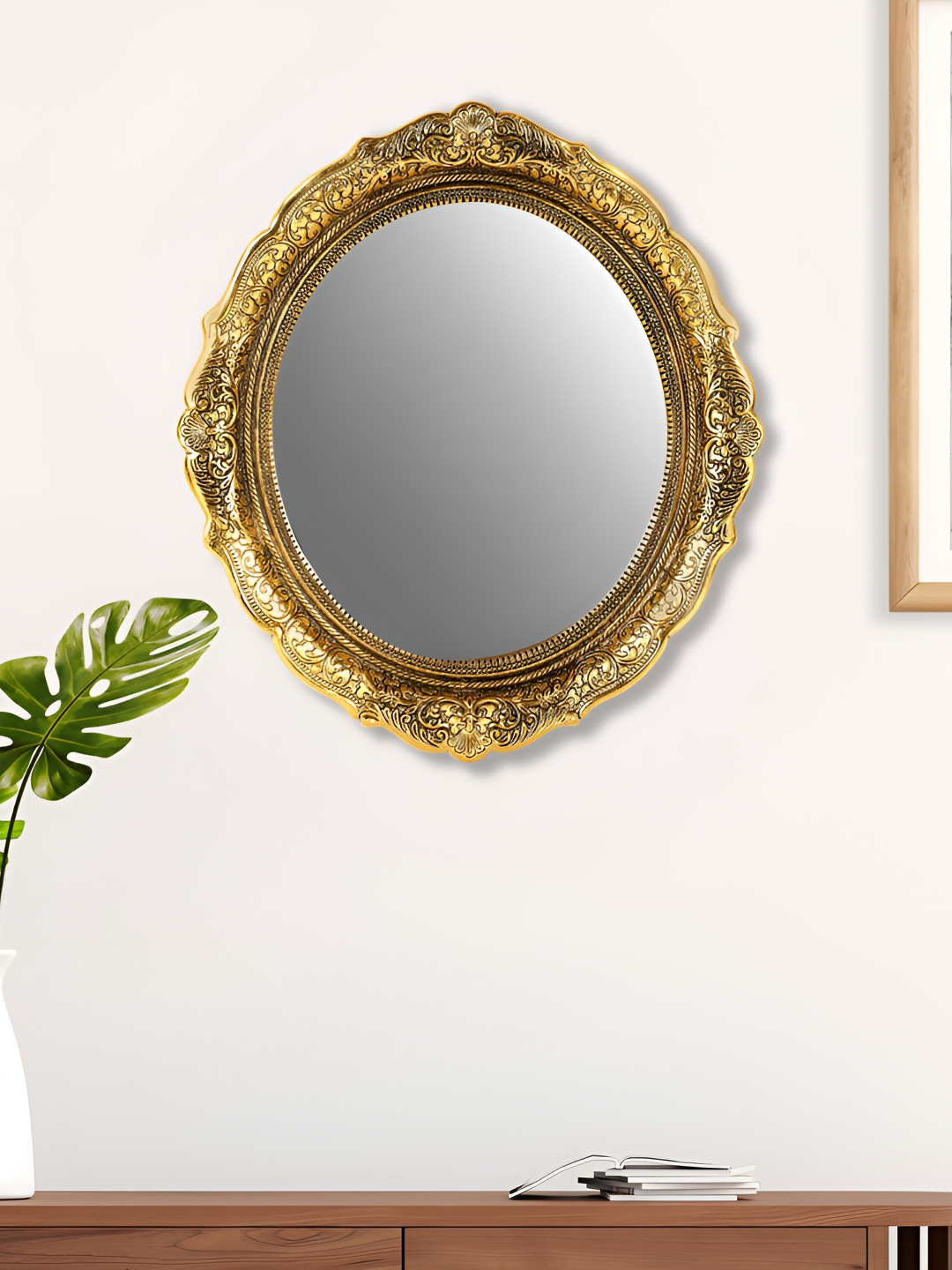 NM Beige Oval Shaped Table Mirrors