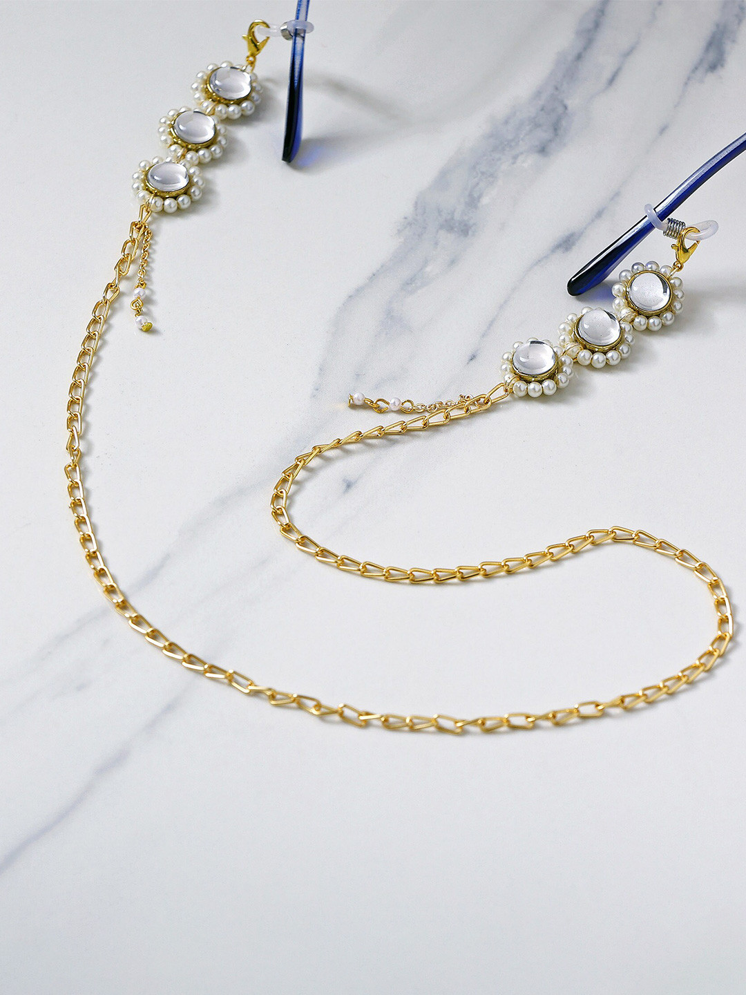 BeAbhika Kundan Studded Spectacles & Air Pods Chain