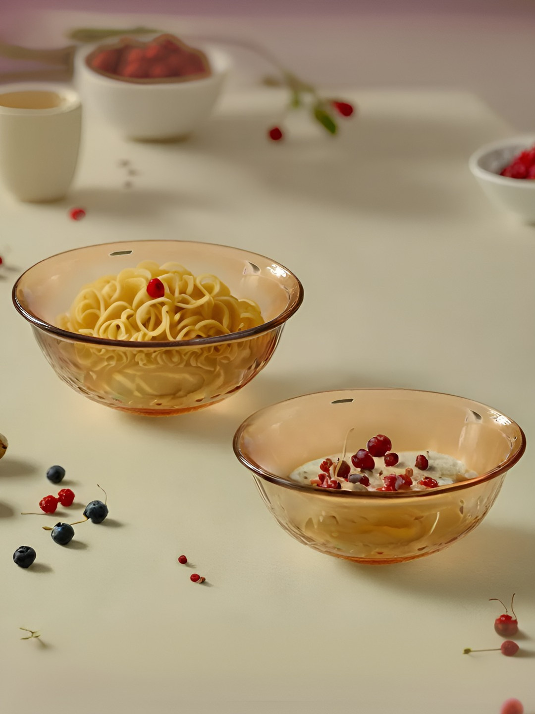 UMAI Brown 2 Pcs Glass Serving Bowls 1.9 ltr Each