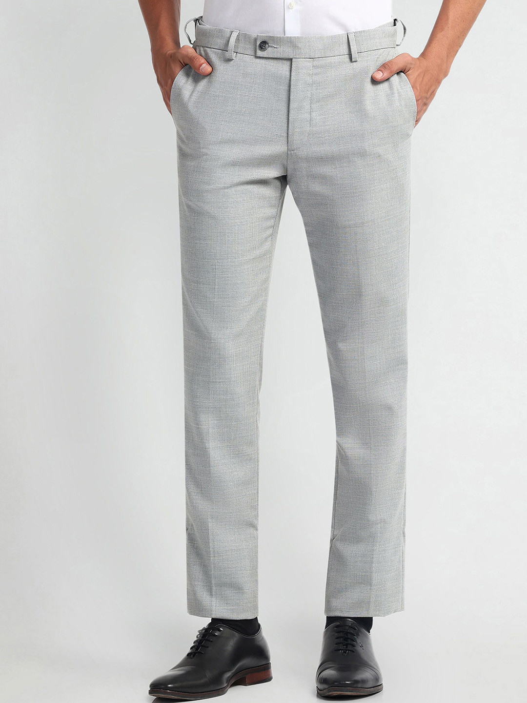 Arrow Men Plain Mid-Rise Autoflex Slim Fit Formal Trousers