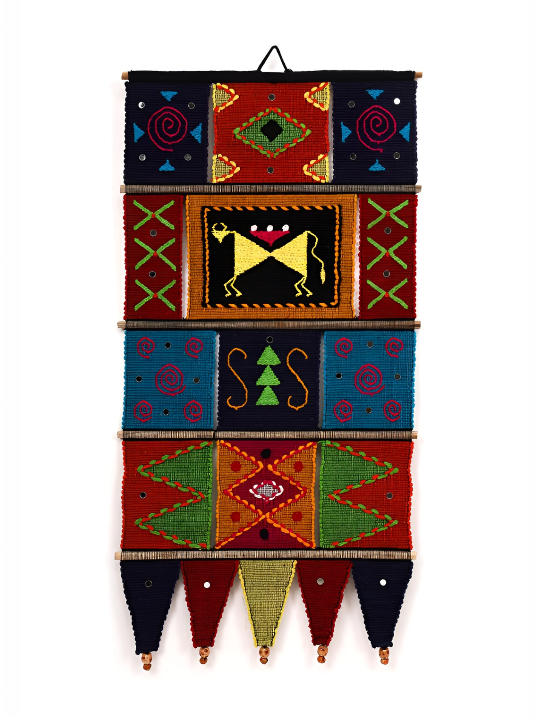 YWULY Solapur Wall Tapestry Fabric Ethnic Motifs Hanging Hall Tapestries & Macrame-17.7In