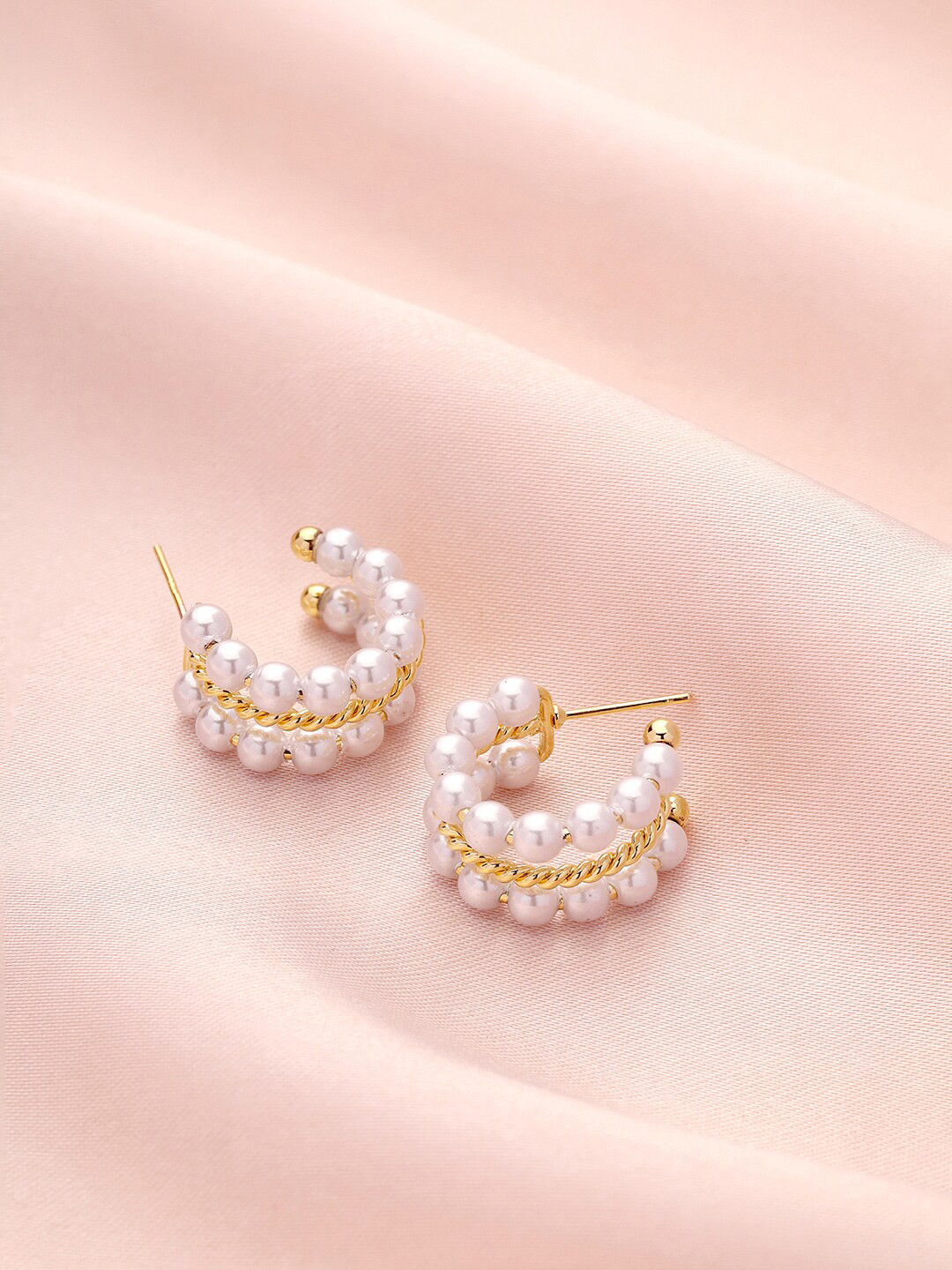 PRITA Gold-Plated Contemporary Half Hoop Earrings