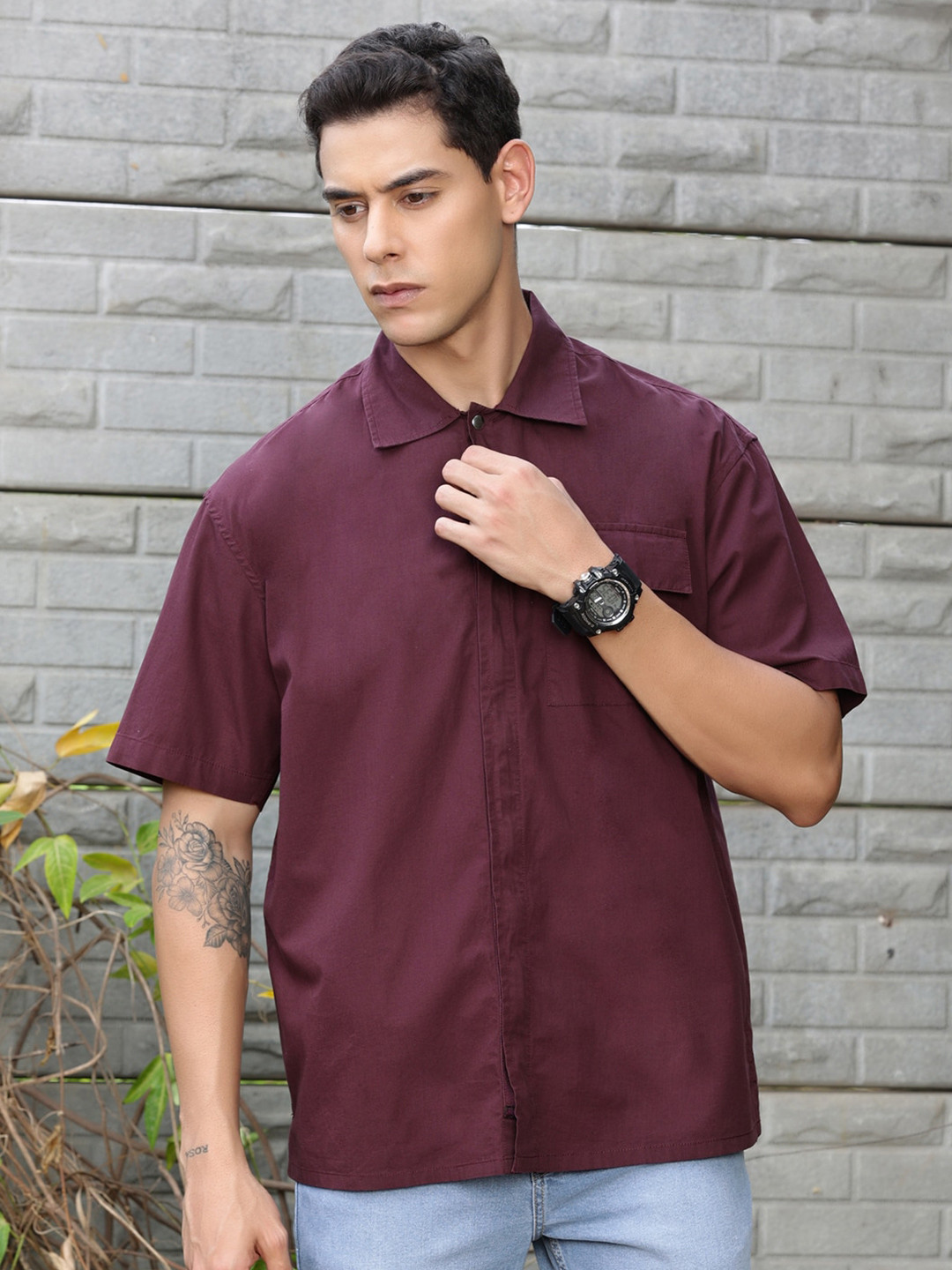 Thomas Scott Men Solid Premium Boxy Opaque Casual Shirt