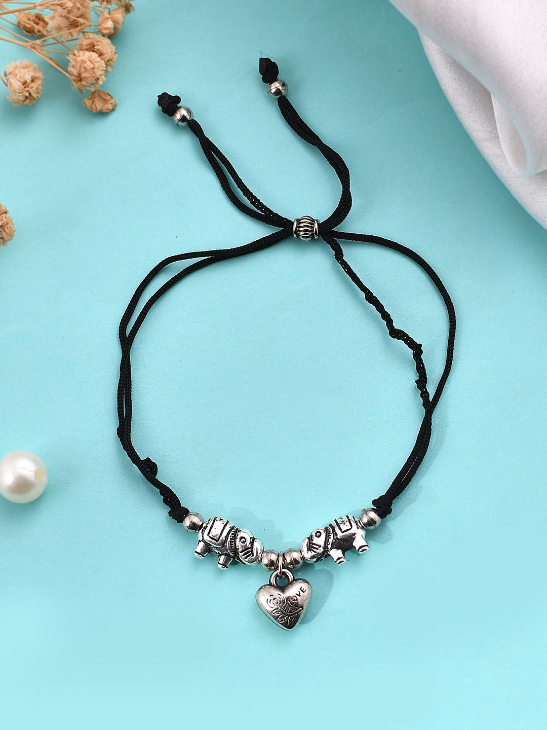 Silvermerc Designs Silver-Plated Elephant Charm Anklet