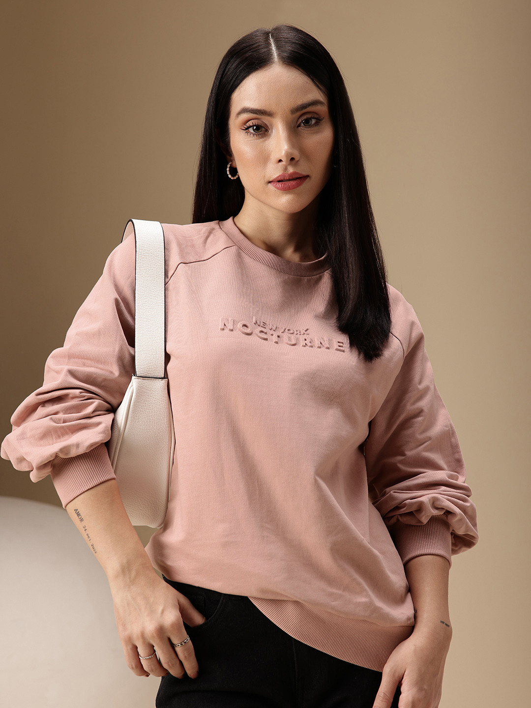 Chemistry Pure Cotton Typography Embossed Pullover Sweatshirt