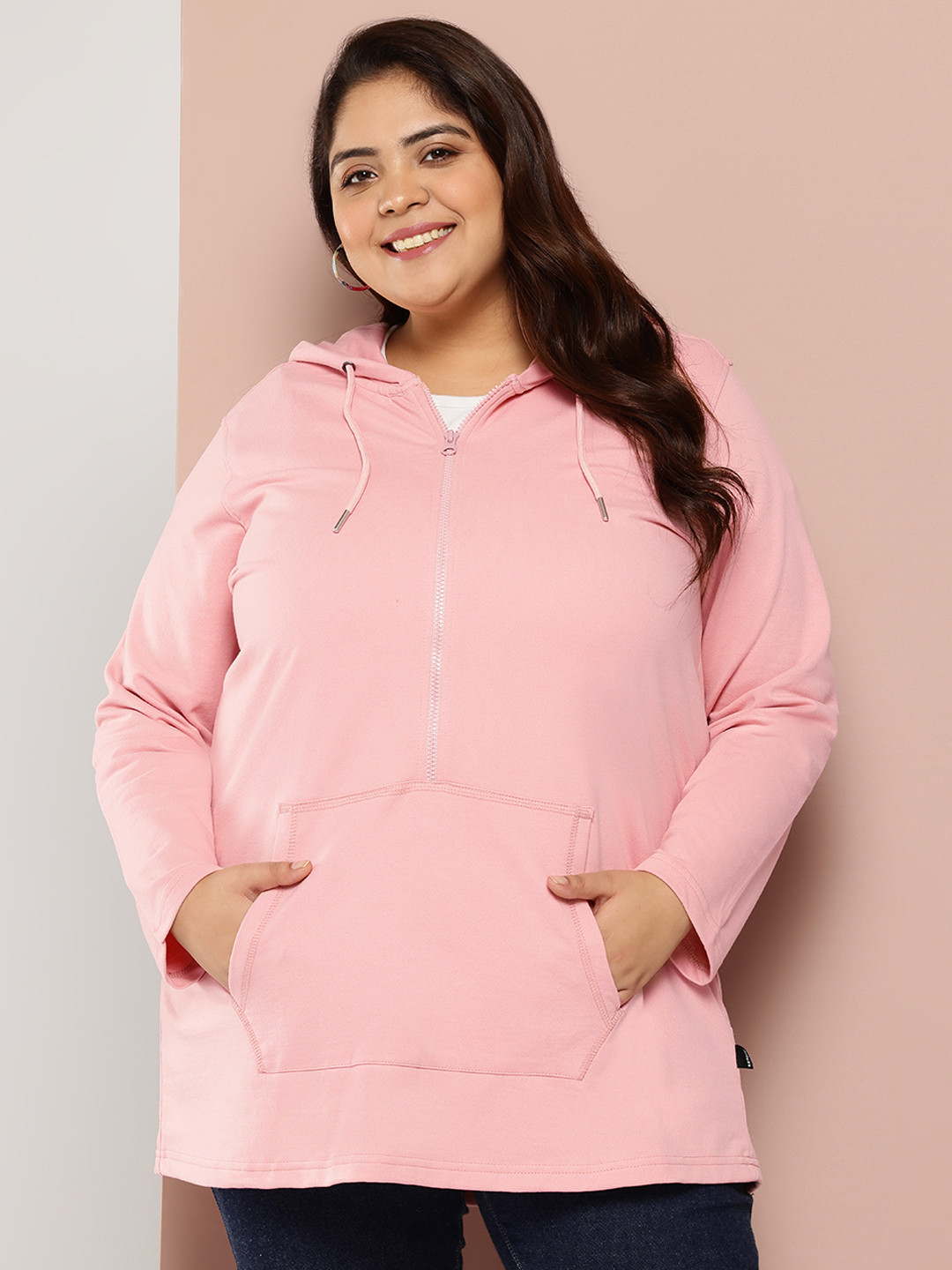 Sztori Plus Size Longline Hooded Sweatshirt