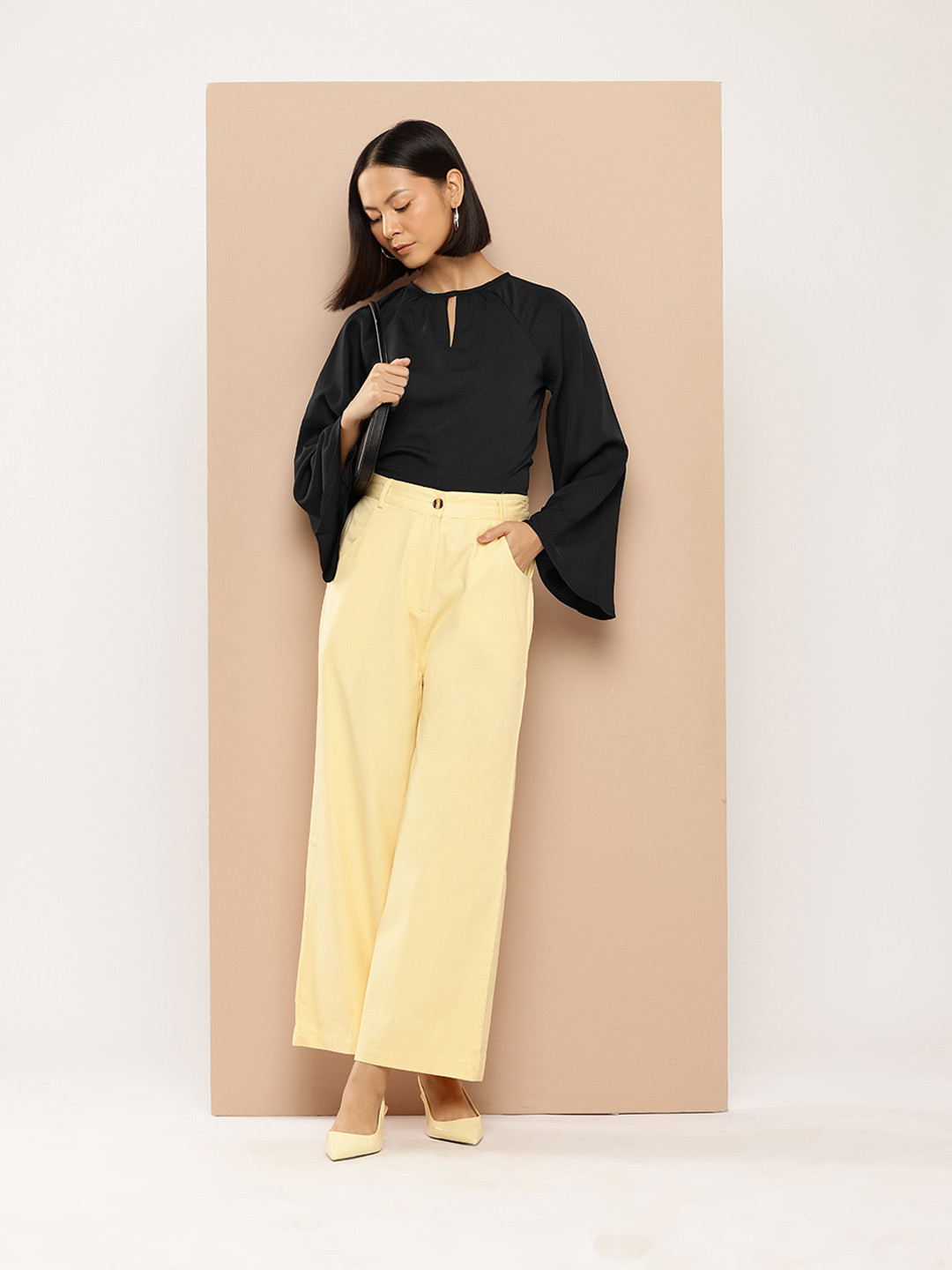her by invictus Keyhole Neck Flared Sleeves Top