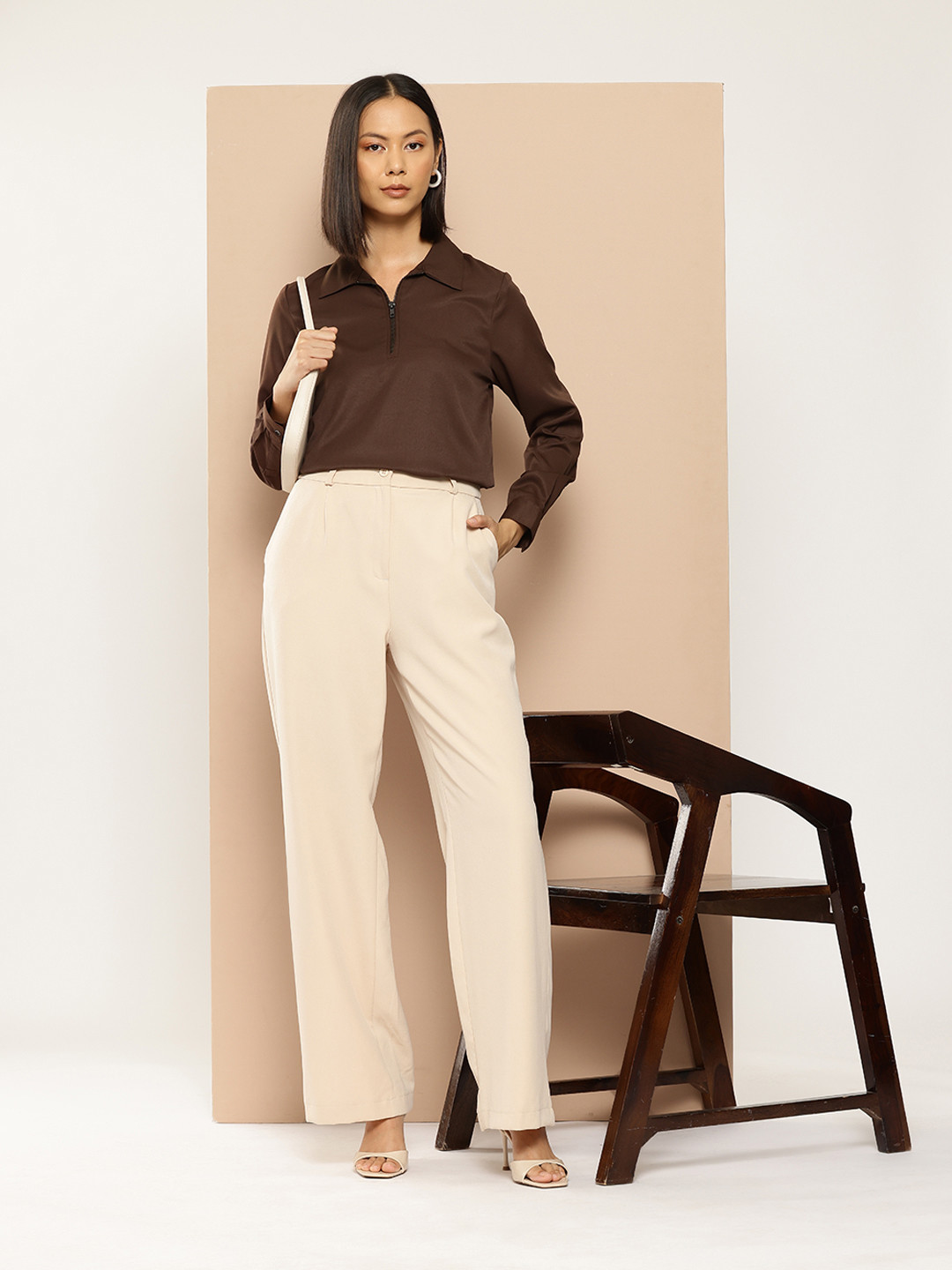 her by invictus Half-Zipper Shirt Style Top