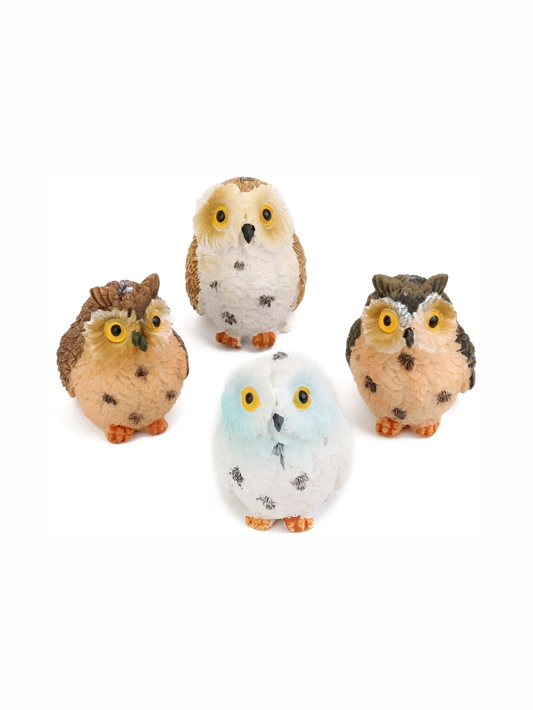 GW CREATIONS Set Of 4 Small Owls Multicoloured Figurine Showpiece