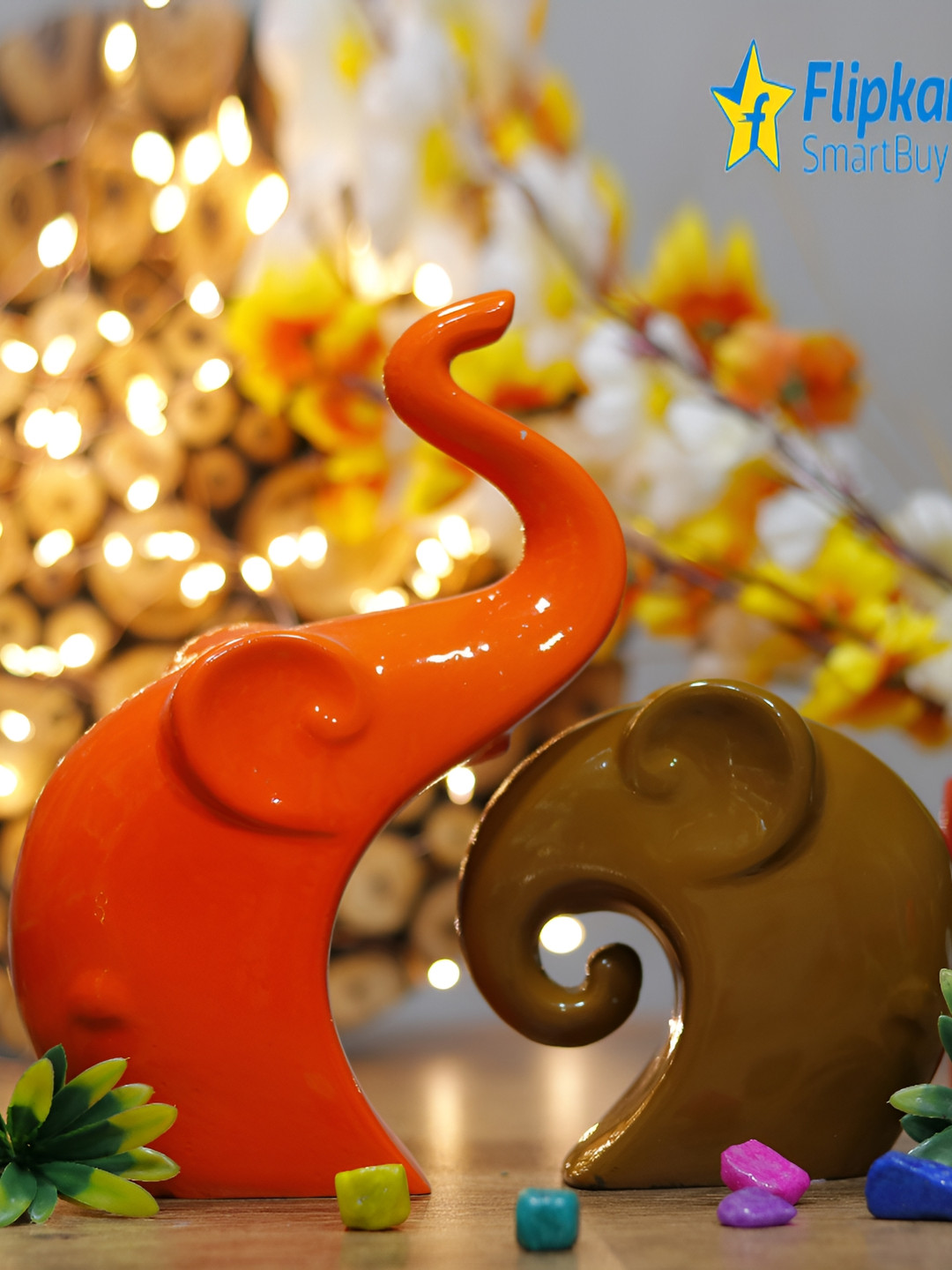 GW CREATIONS Set Of 2 Elephant Figurine Showpiece