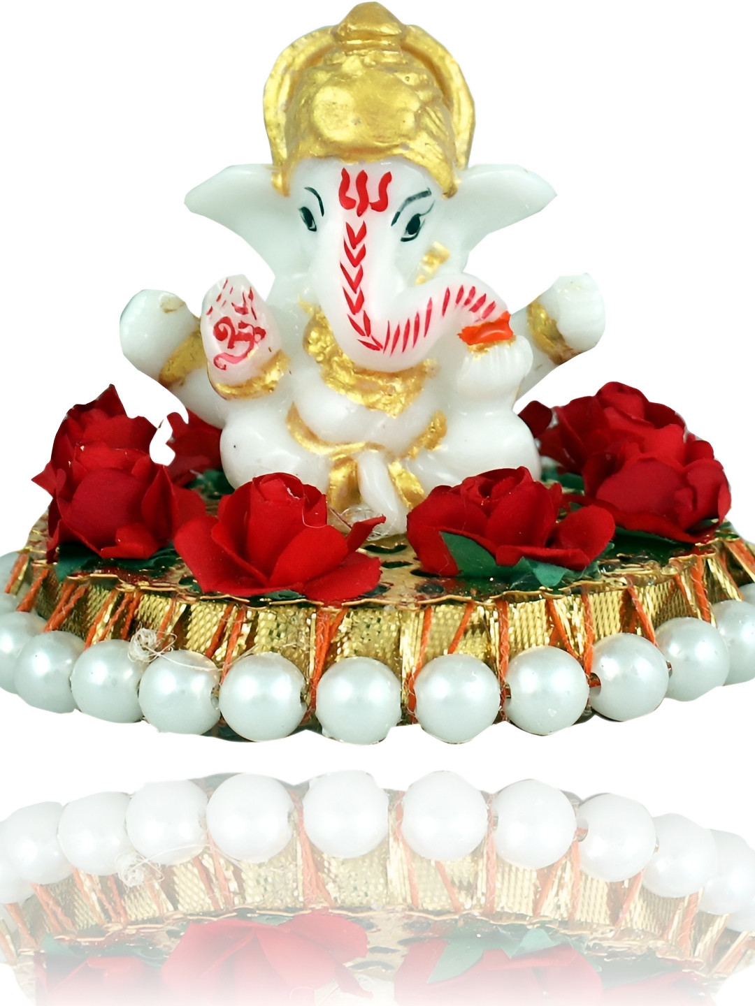 GW CREATIONS Mini Ganesh Gulab Seat Figurine Showpiece