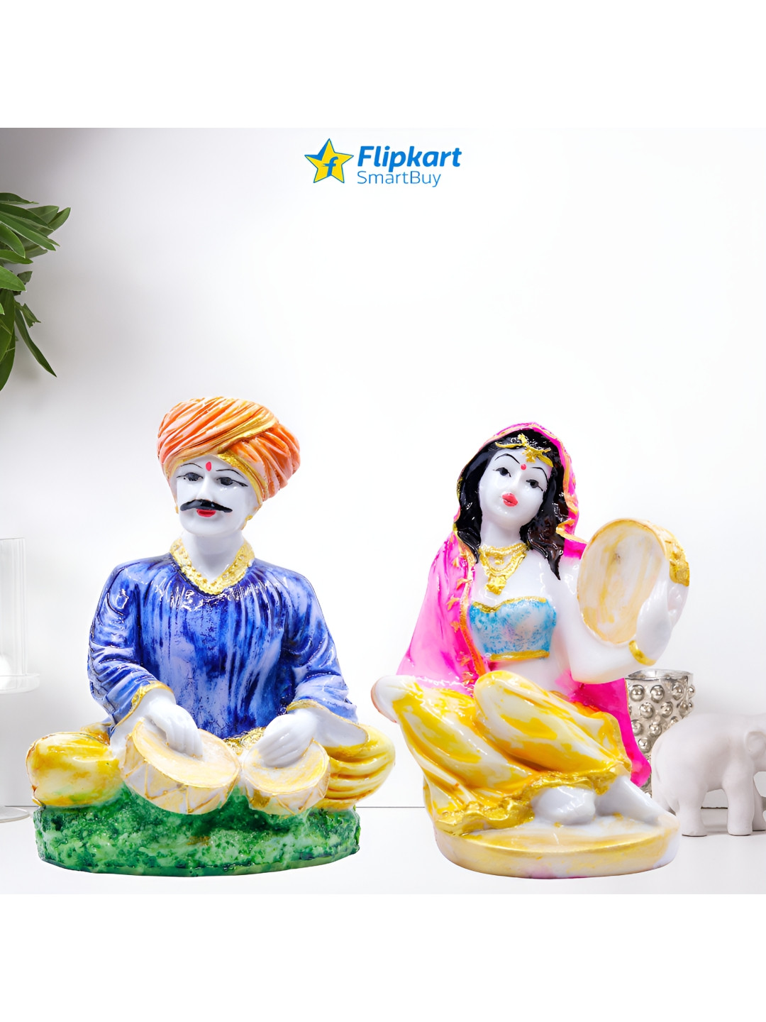 GW CREATIONS Multicoloured Figurine Set Of 2 Showpiece