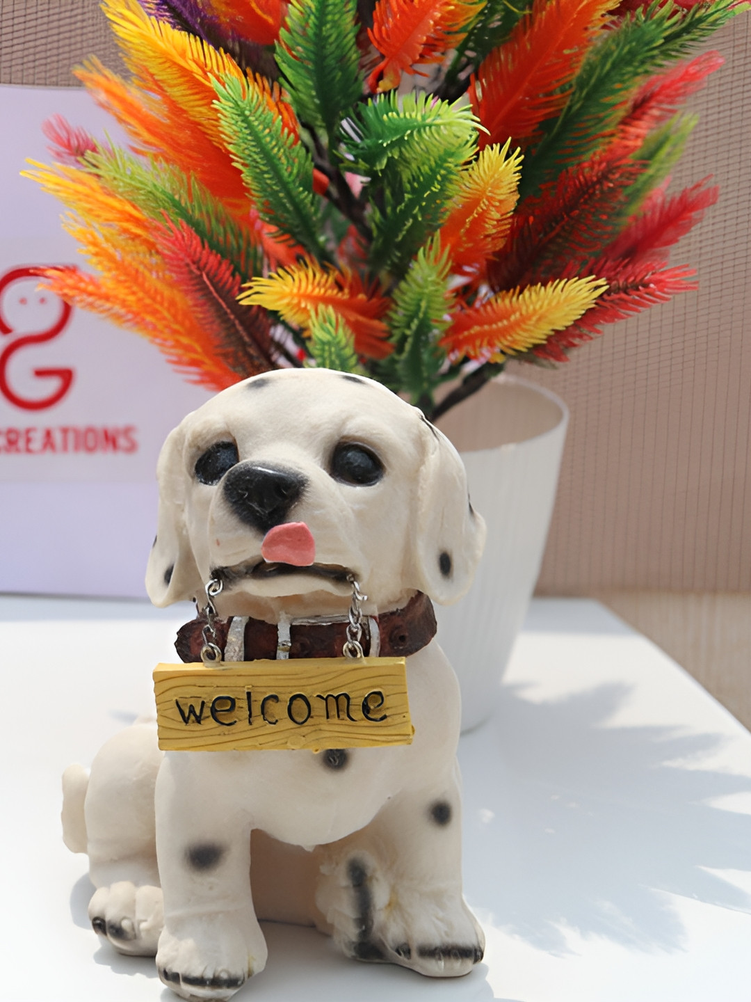 GW CREATIONS Multicoloured Figurine Welcome Dog Showpiece