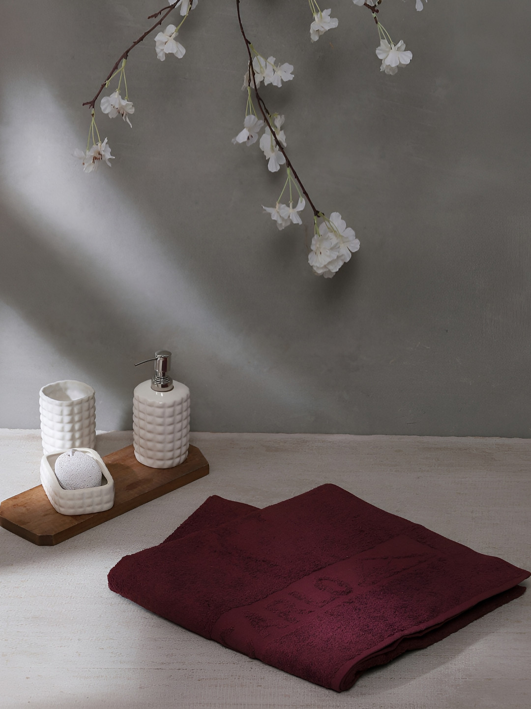 Monte Carlo Maroon Cotton 525 GSM Bath Towel