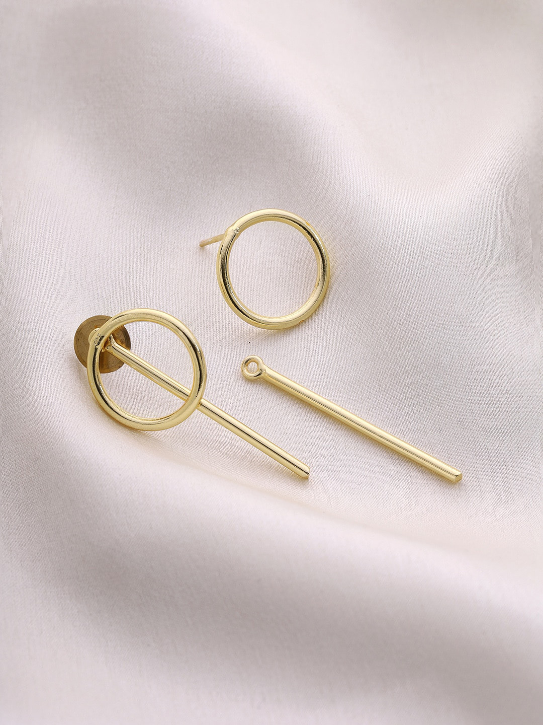 Priyaasi Gold Plated Circle Drop Earrings