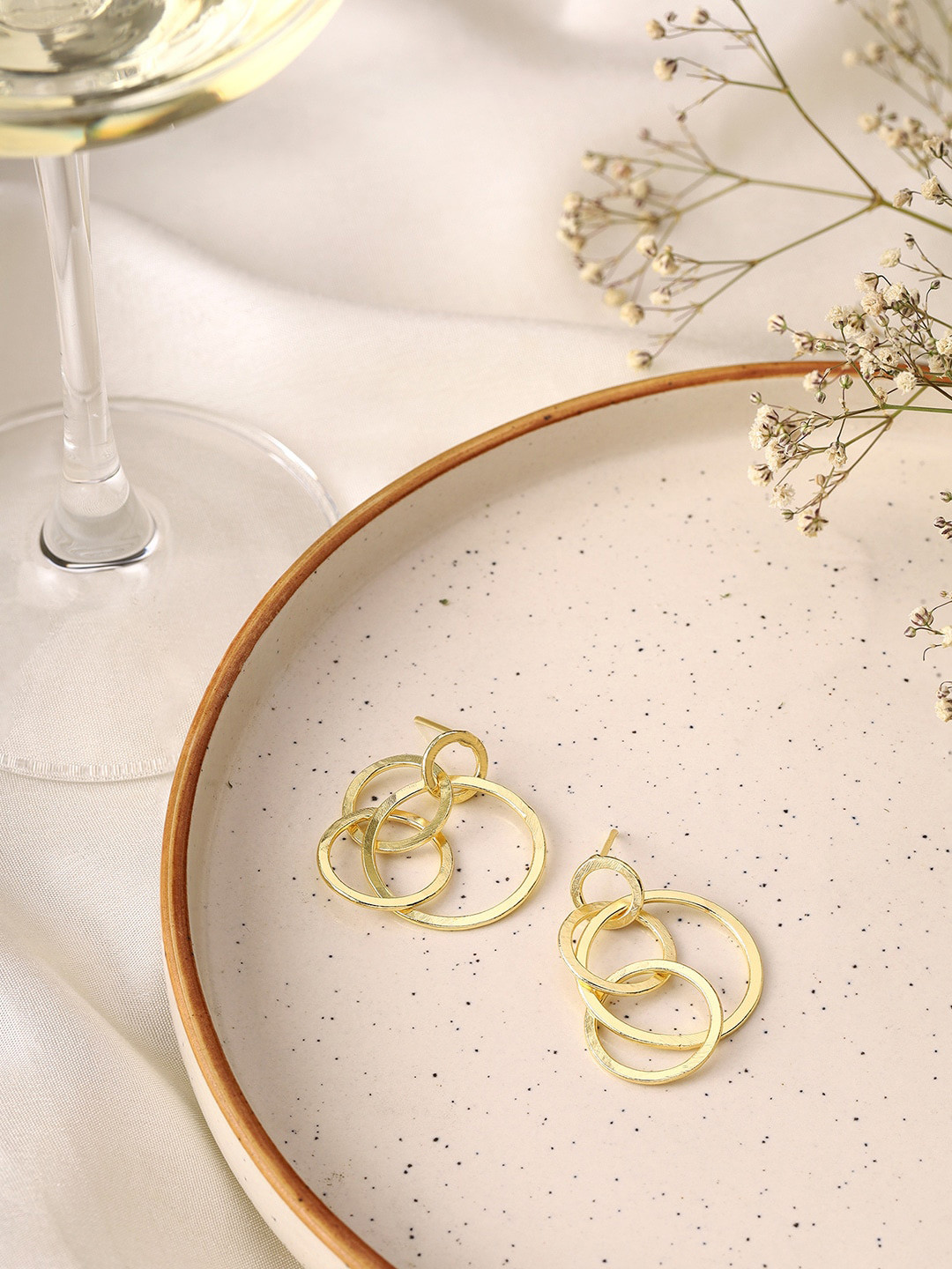 Priyaasi Gold-Plated Circular Drop Earrings