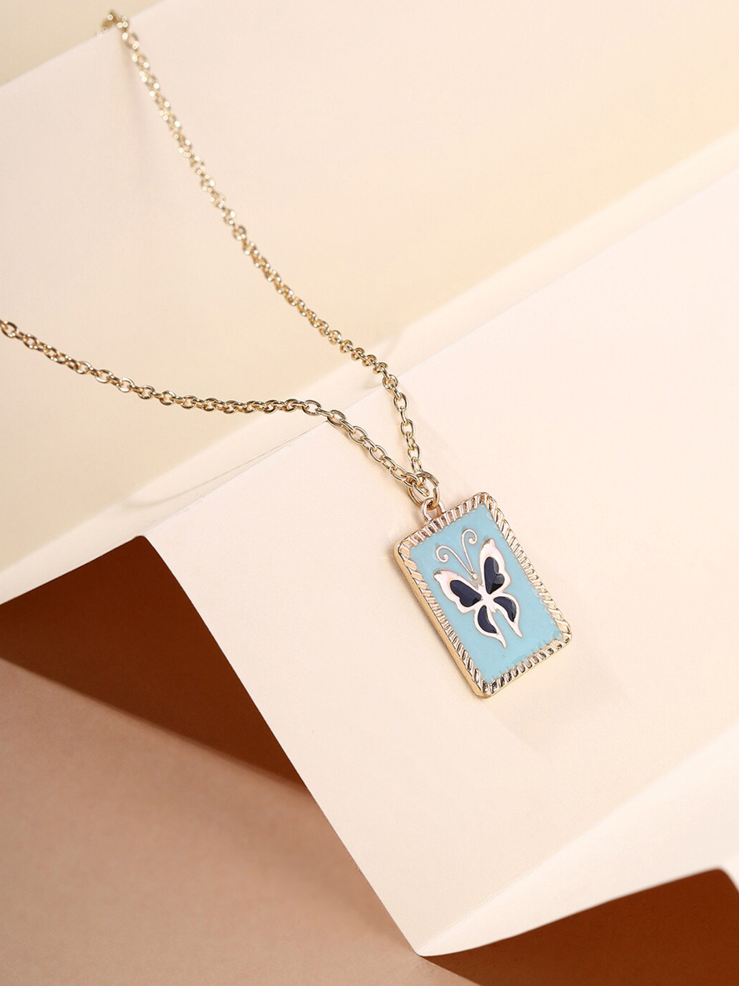 Priyaasi Brass Gold-Plated Butterfly Minimal Chain