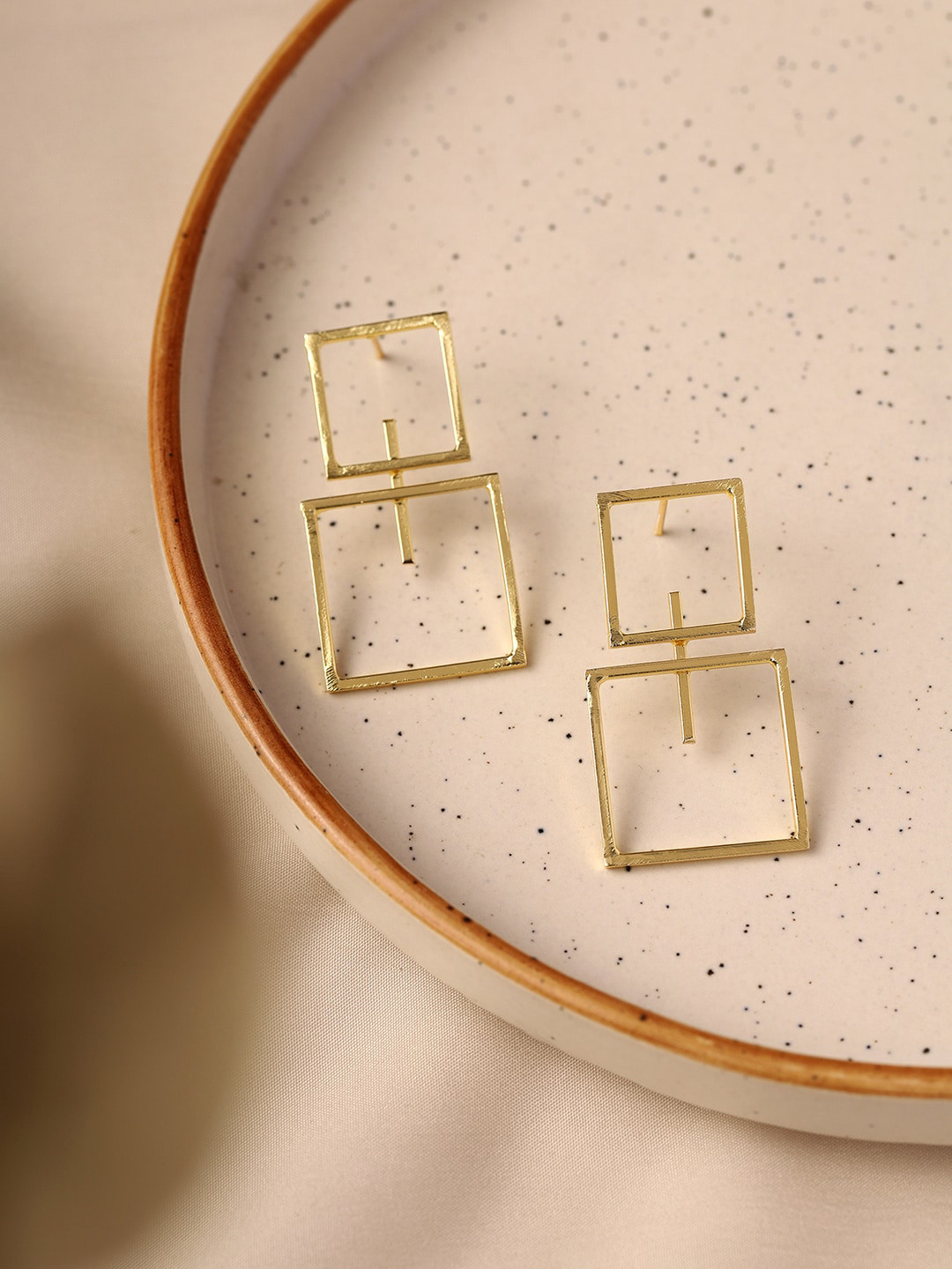 Priyaasi Gold Plated Square Shape Drop Earrings