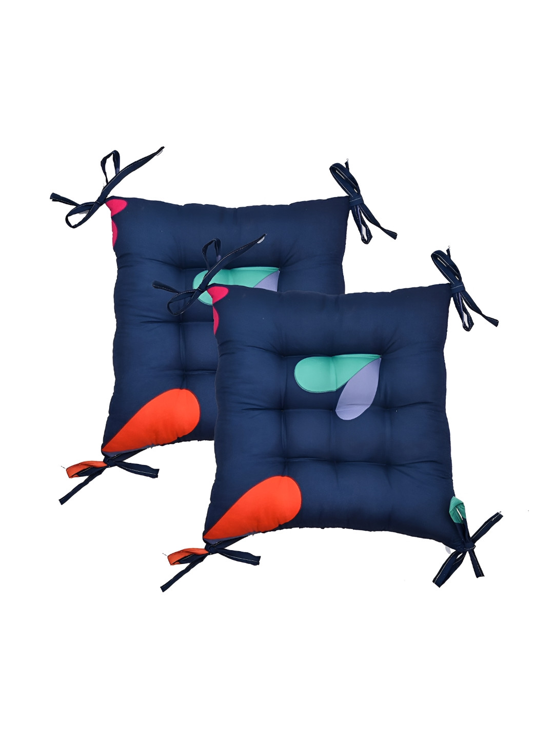 RRC 2-Pcs Blue & Red Printed Chair Pads