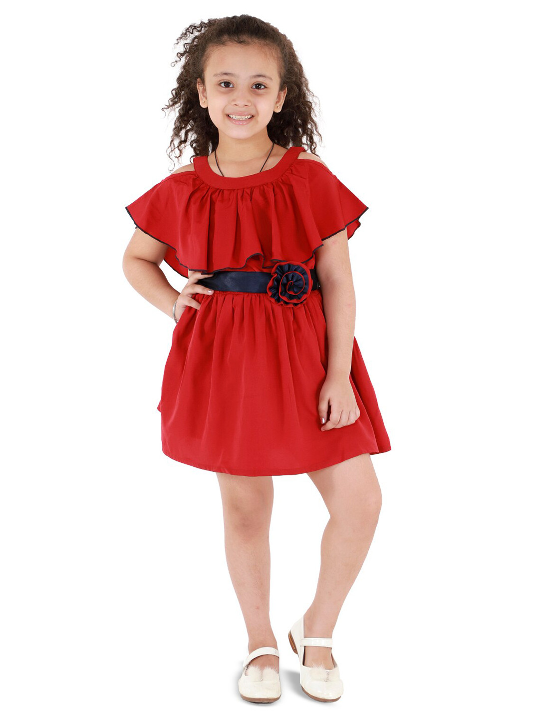 Kids Cave Flutter Sleeve Fit & Flare Dress