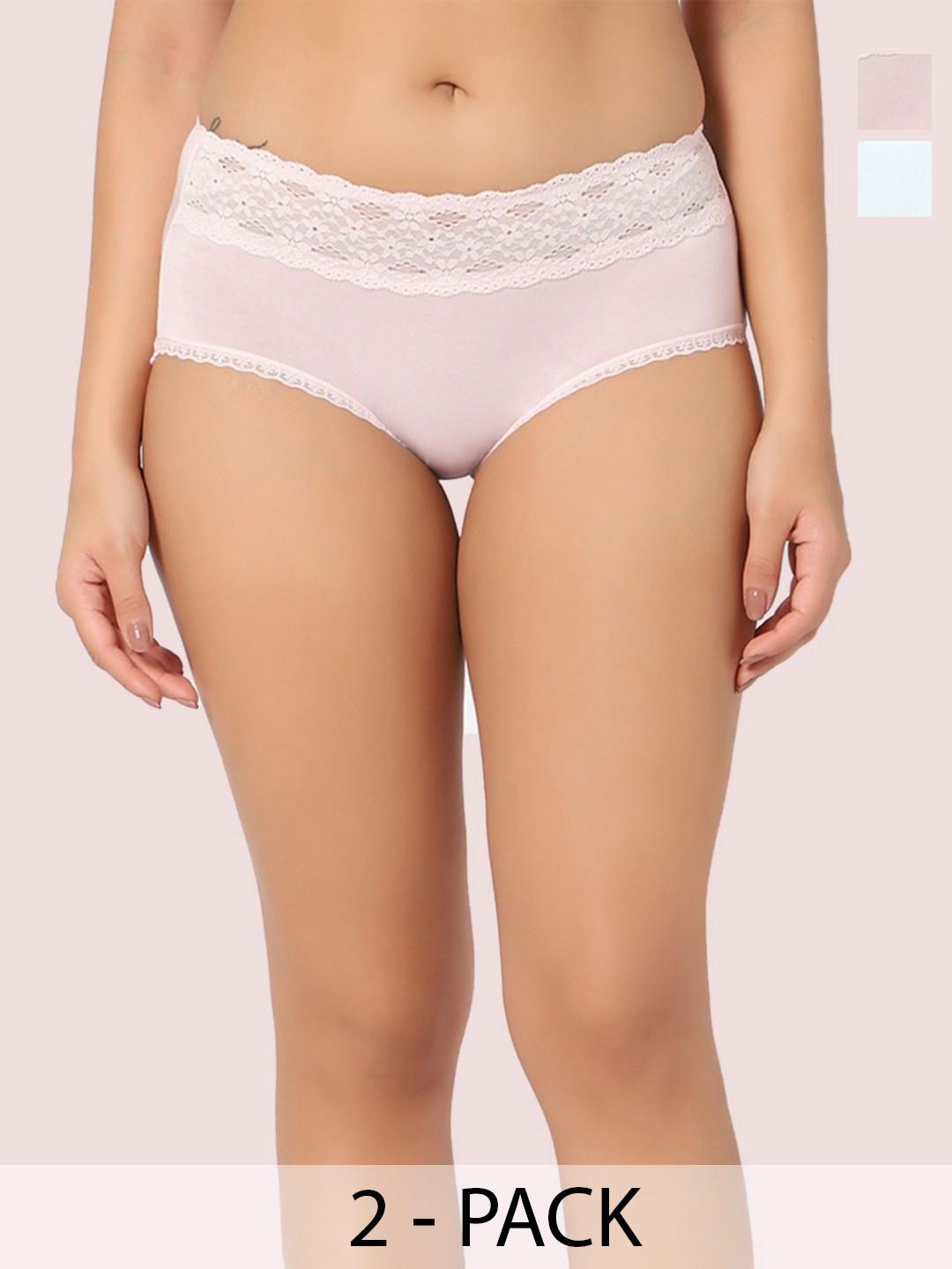 INTIMATE QUEEN Pack of 2 Modal Bae Super Soft Hipster Lacy Eco-Friendly Brief