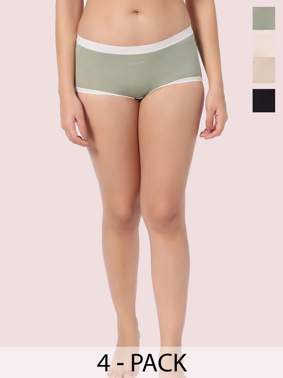 INTIMATE QUEEN Pack of 4 Corn Bae Full Coverage Boy Shorts Lacy Bikini Briefs