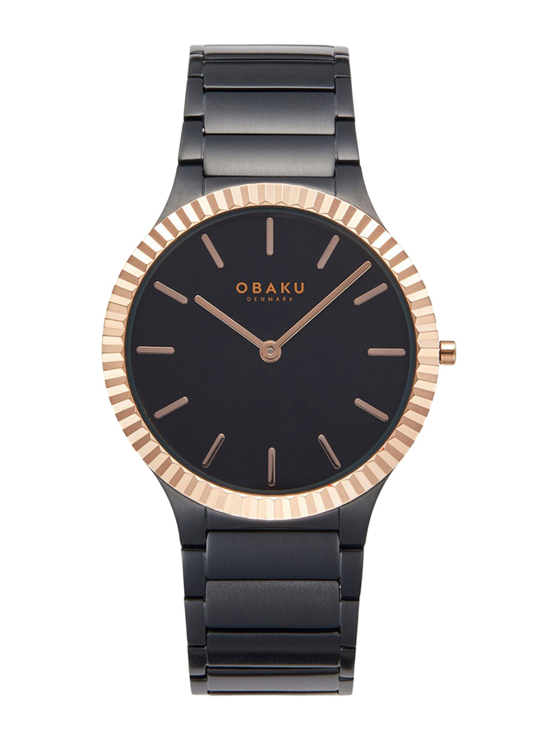 Obaku Linje Ink Men Round Dial & Stainless Steel Straps Analogue Watch V292GXMBSB