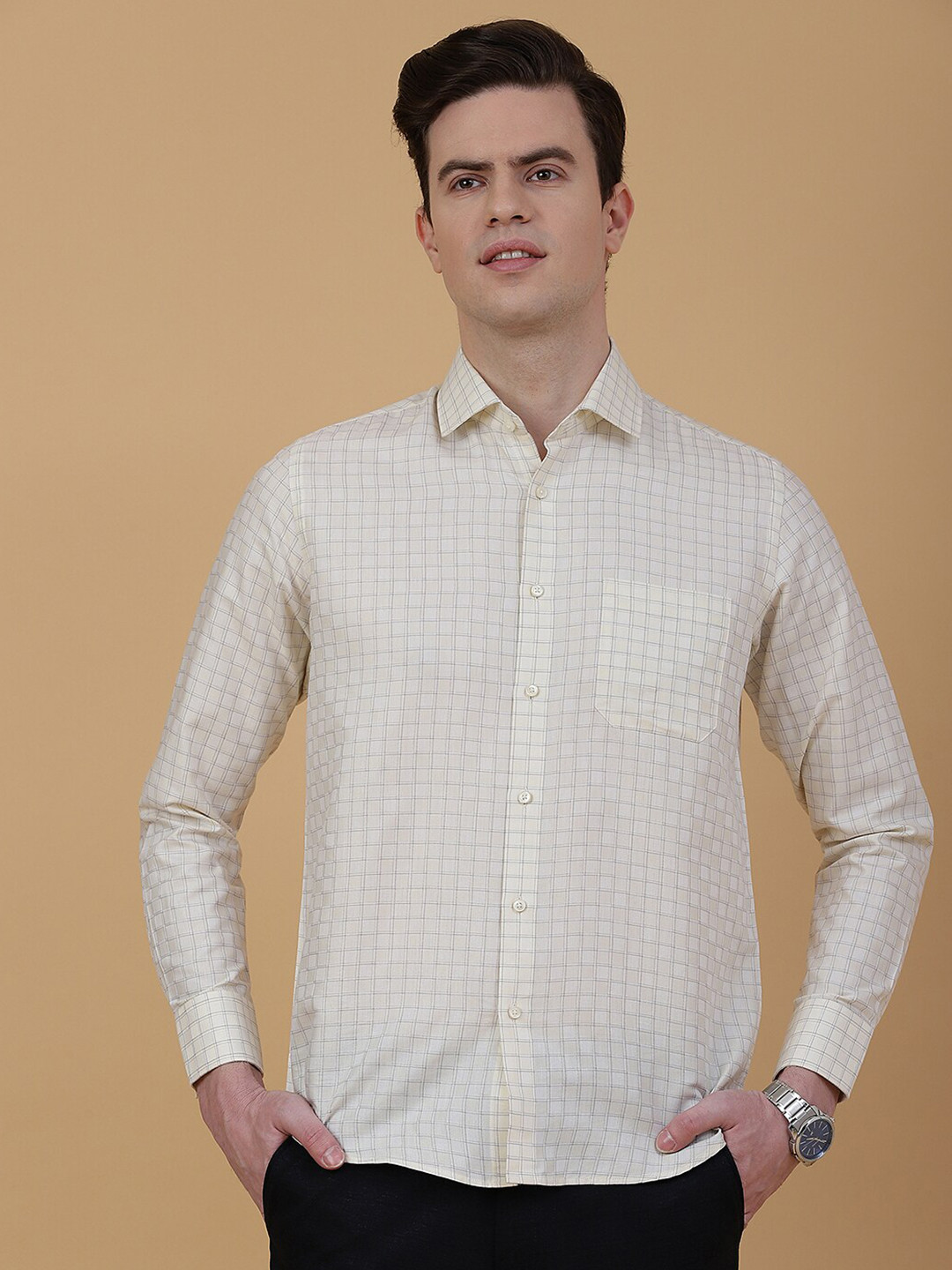 Greenfibre Men Slim Fit Grid Tattersall Checks Print Opaque Casual Shirt