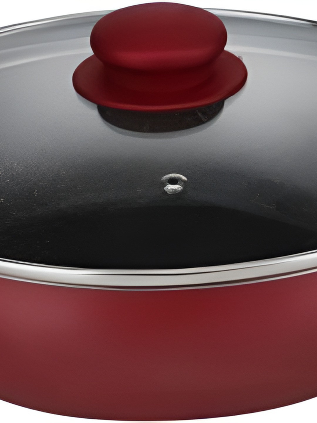 Prestige Omega Red & Black Non Stick Induction Base Aluminium Kadai With Lid 2.3 L