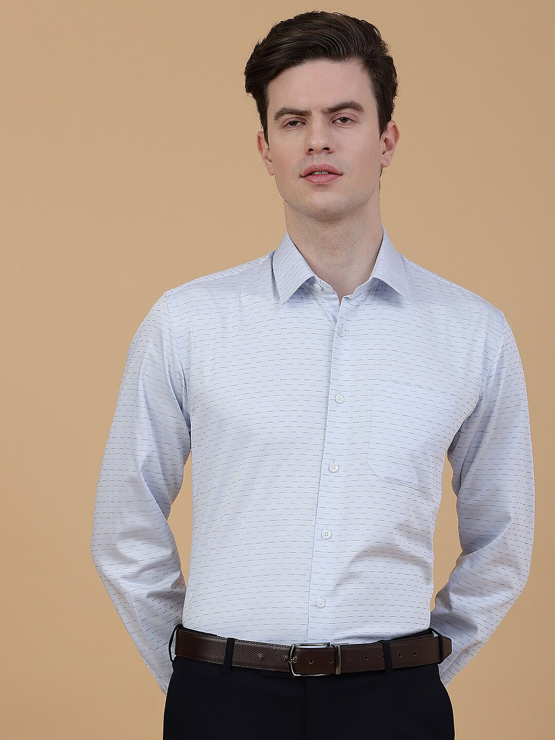 JADE BLUE Men Cotton Abstract Printed Regular Fit Full Sleeve Formal Shirt
