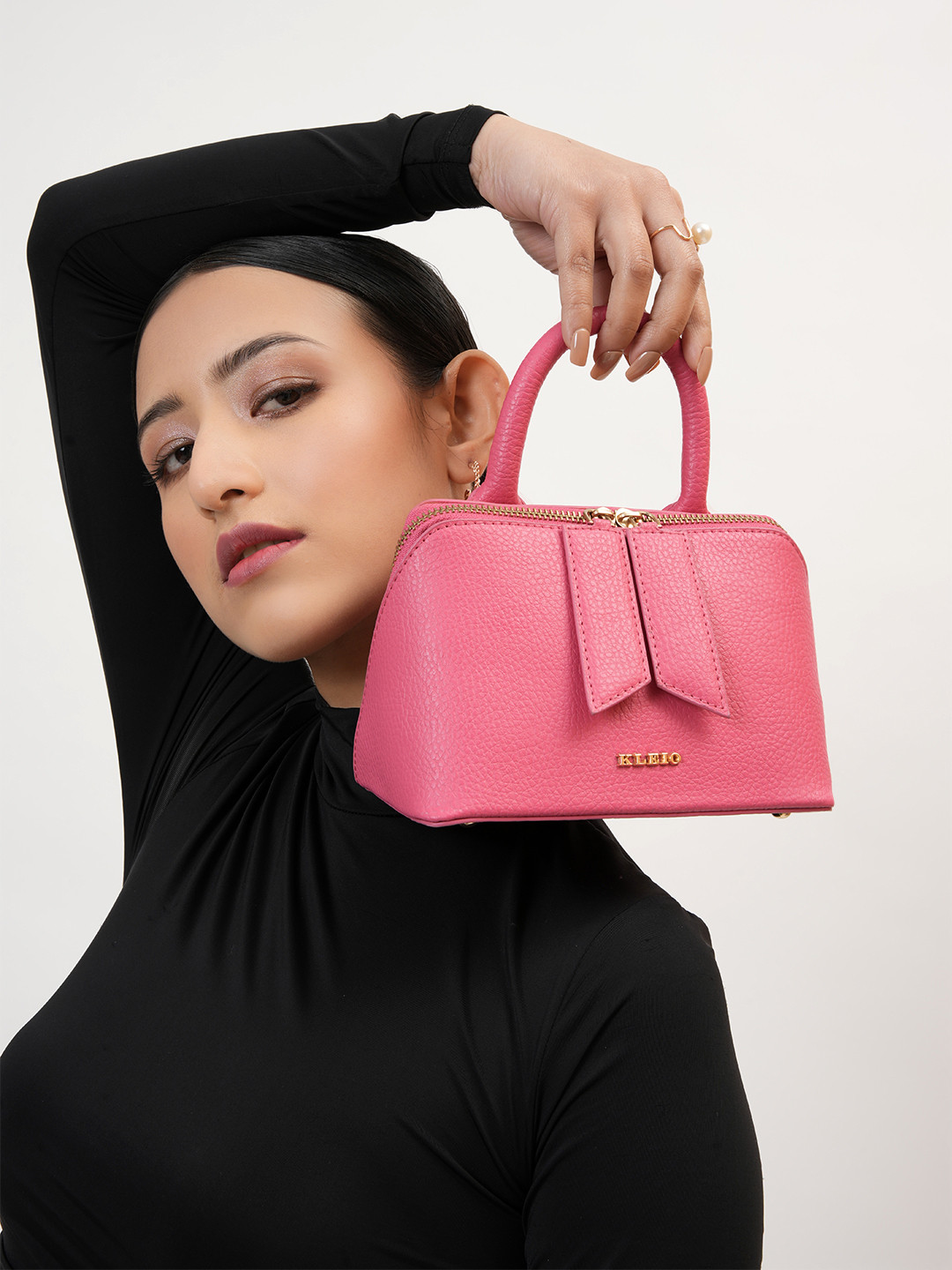 KLEIO Textured Structured Vegan Leather Mini Handheld Bag