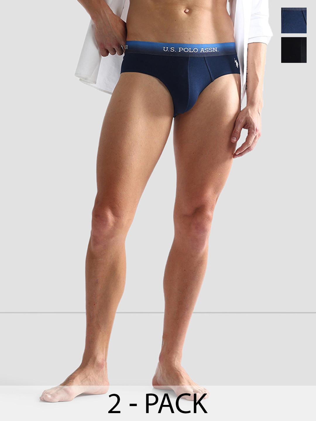 U.S. Polo Assn. Men Pack Of 2 Anti Microbial Basic Briefs OEB05-NZ0-P2