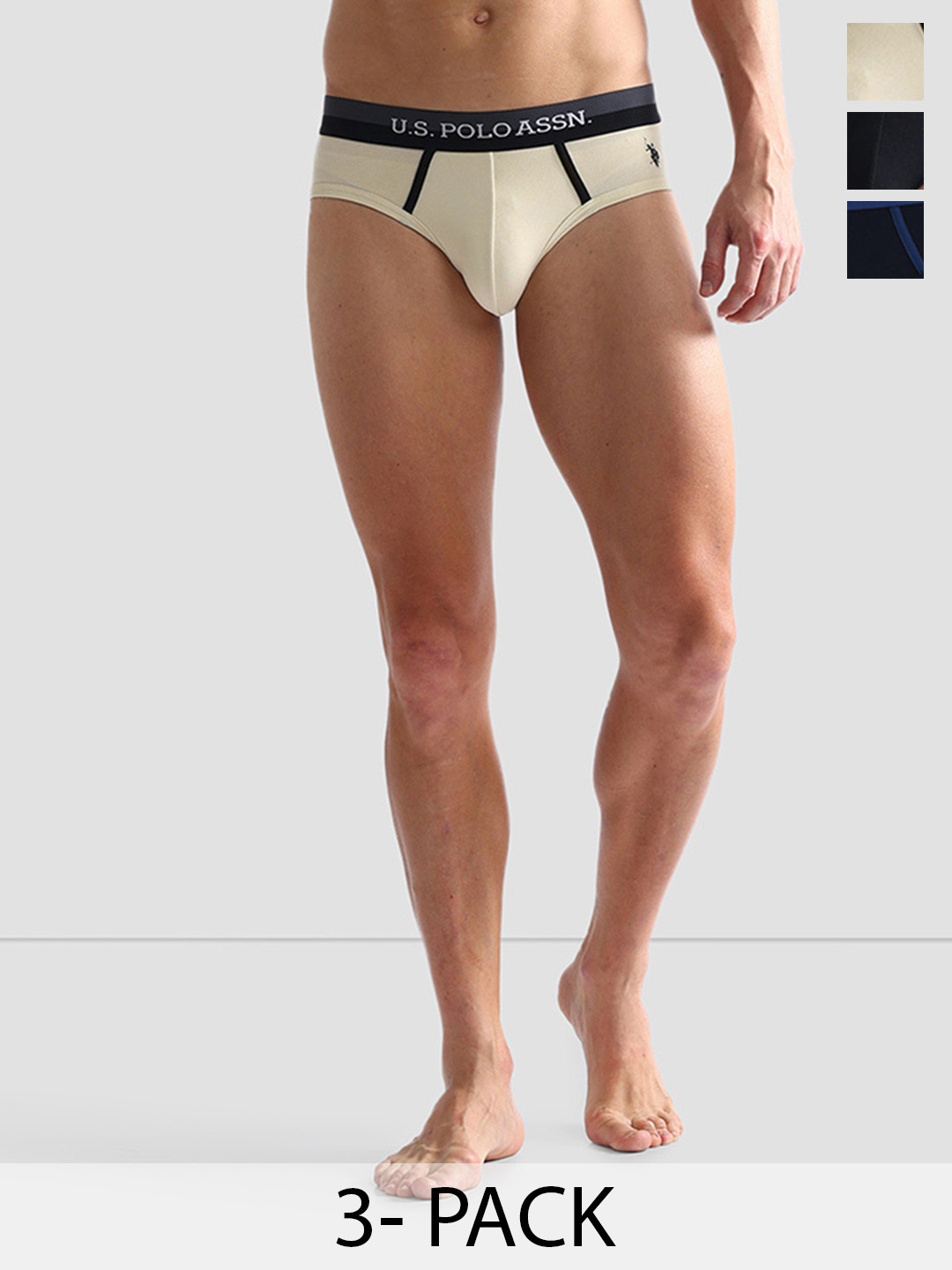 U.S. Polo Assn. Pack Of 3 Mid Rise Hipster Briefs OEB07-BZC-P3