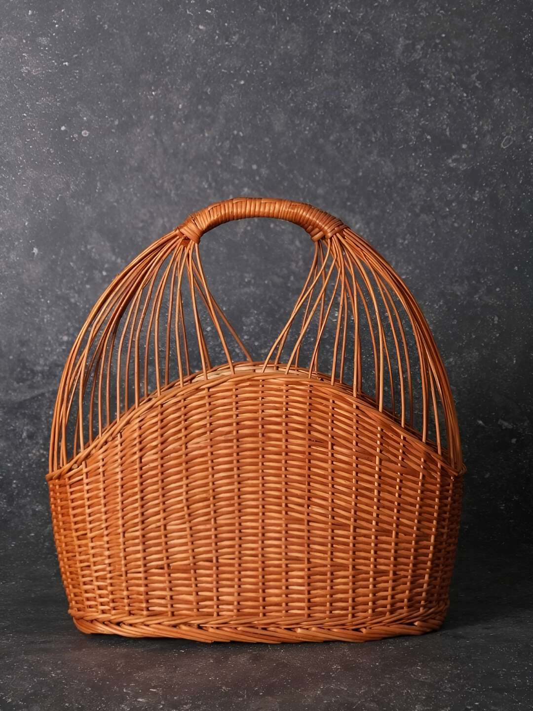 Peepul Tree Brown Textured Wicker Fruit & Vegetable Basket