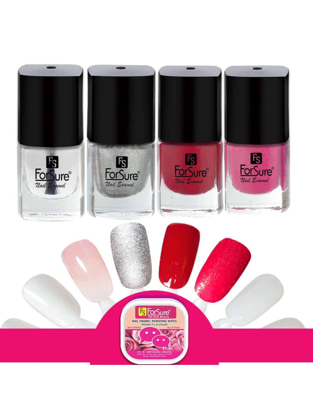 ForSure Set Of 4 Trendy Long-Lasting Nail Polish 5ml Each - Shades 114-108-105-106