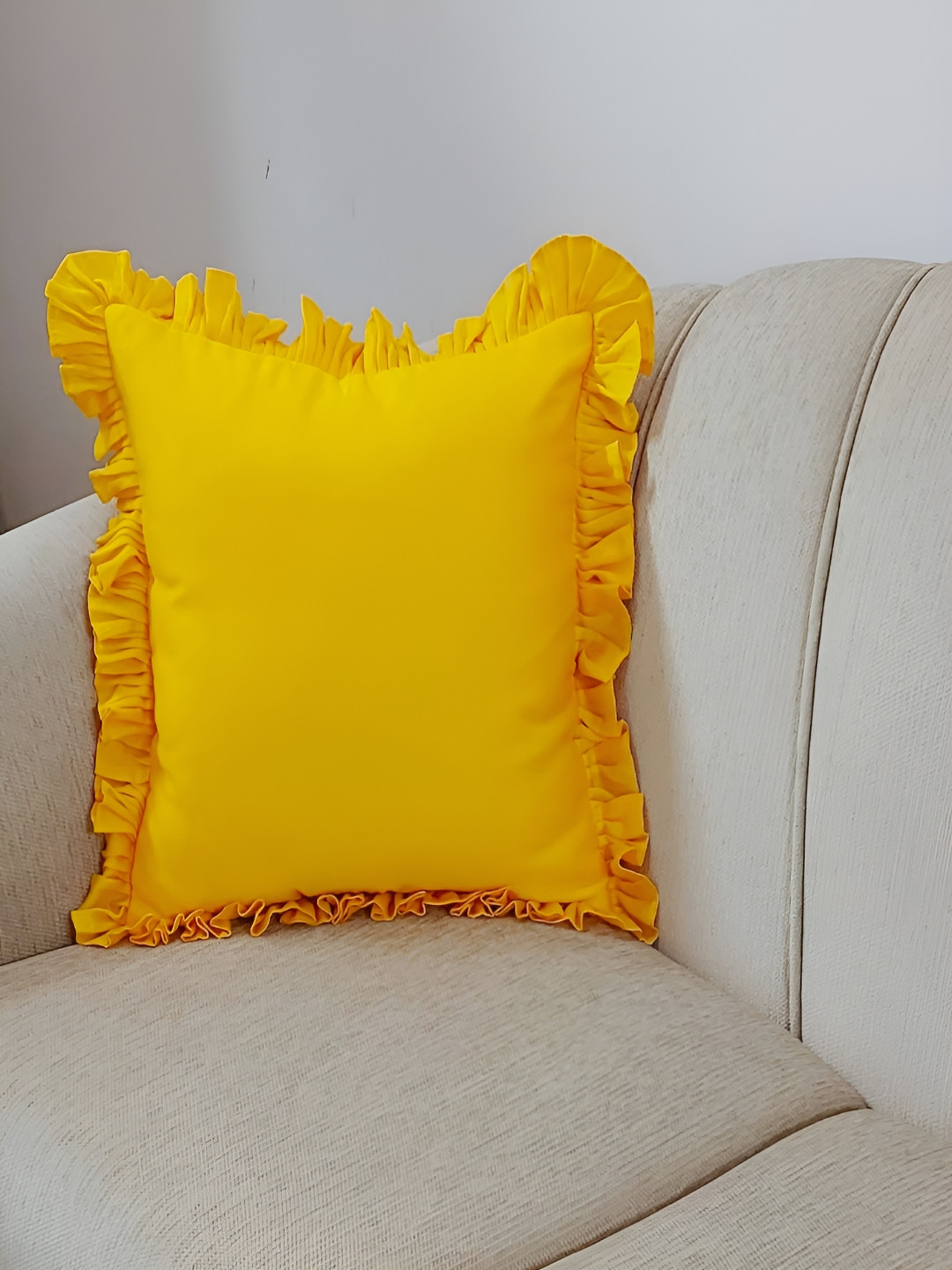 THROWPILLOW Yellow Cotton Fade Resistant Rectangle Cushion Cover -16x16In