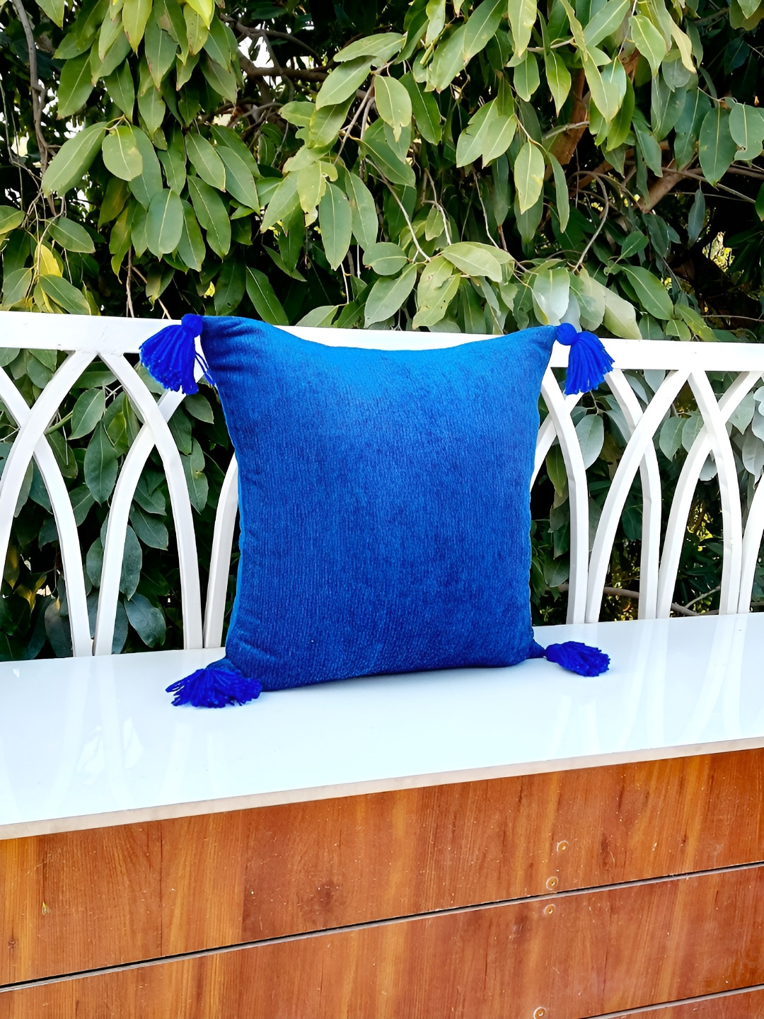 THROWPILLOW Navy Blue Cotton Fade Resistant Square Cushion Covers - 16 x 16 In