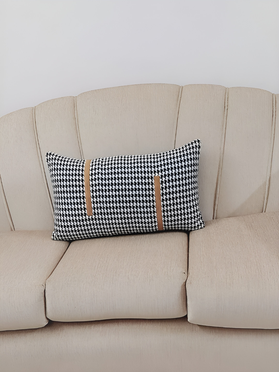 THROWPILLOW Geometric Leather Washable Textured Rectangle Cushion Covers - 12 x 20 In