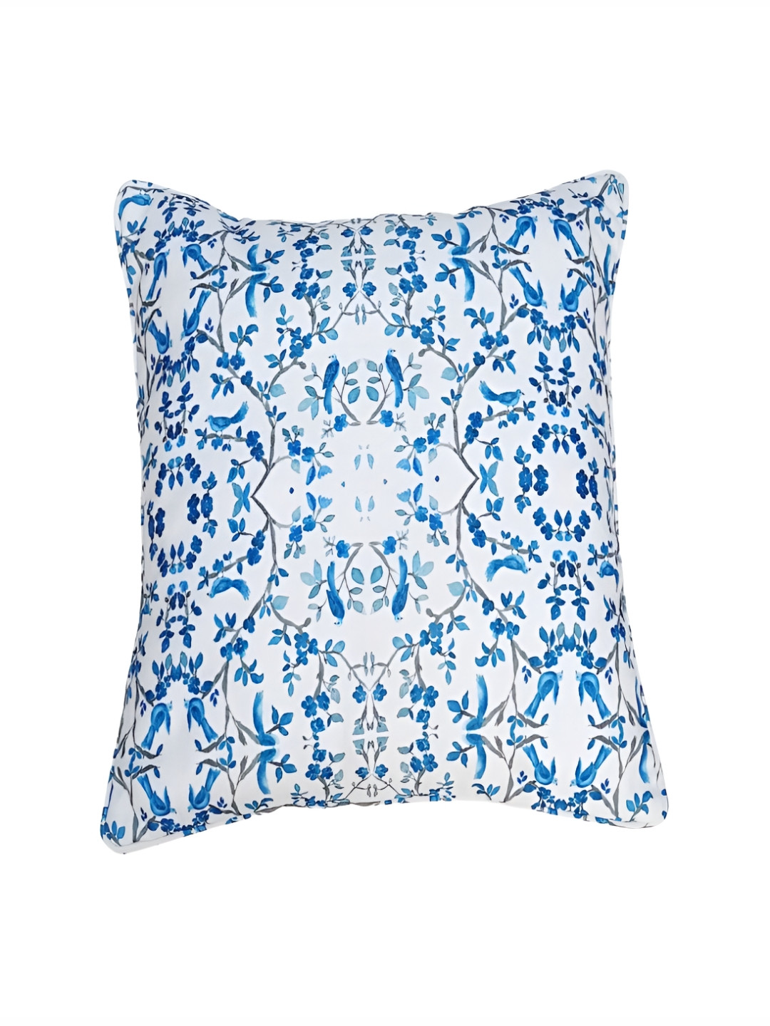 THROWPILLOW Blue Floral Polyester Fade Resistant Rectangle Cushion Cover -16x16In