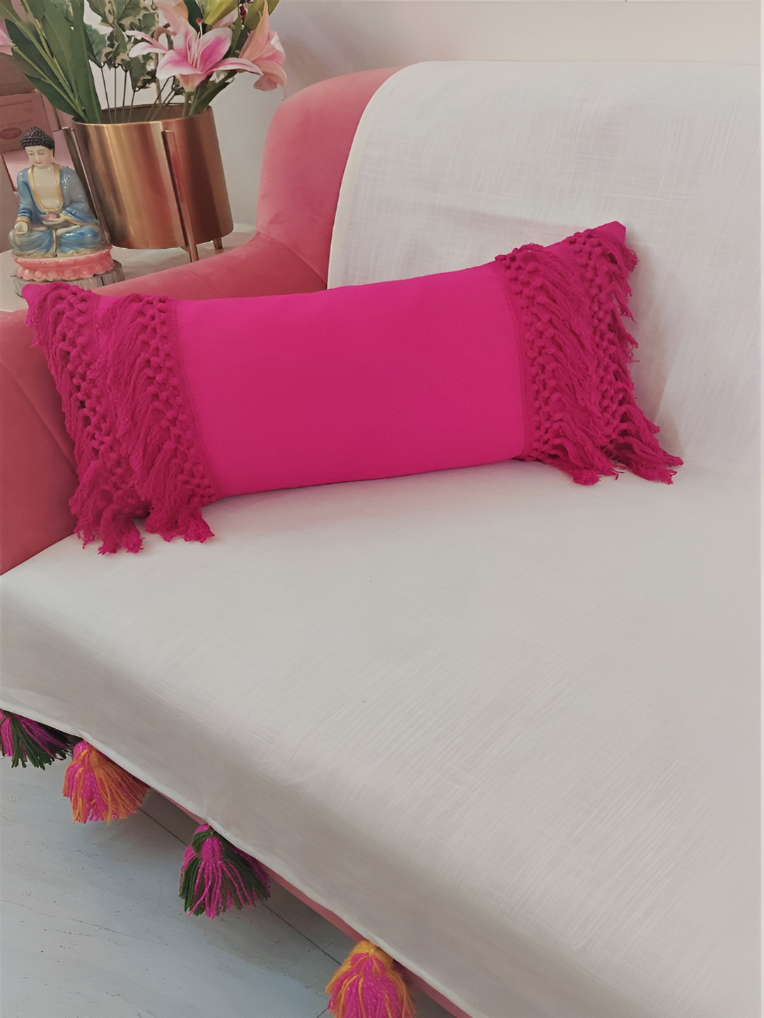 THROWPILLOW Fuchsia Solid Rectangle Cushion Covers