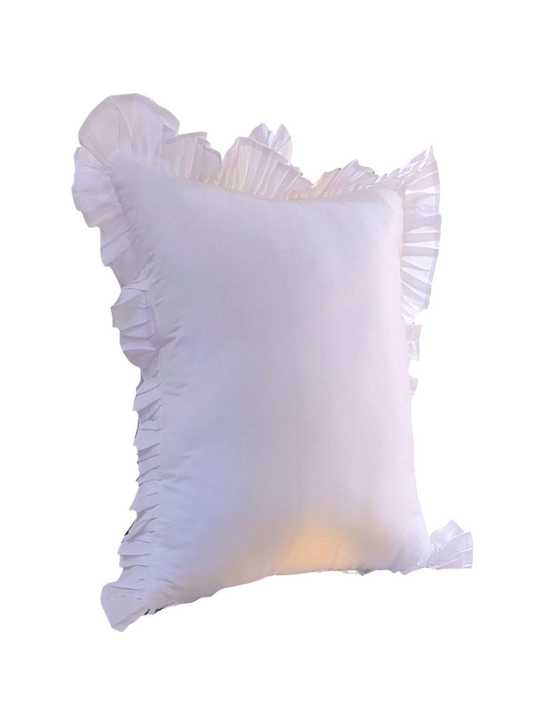 THROWPILLOW White Cotton Lightweight Embellished Rectangle Cushion Cover -18x18In