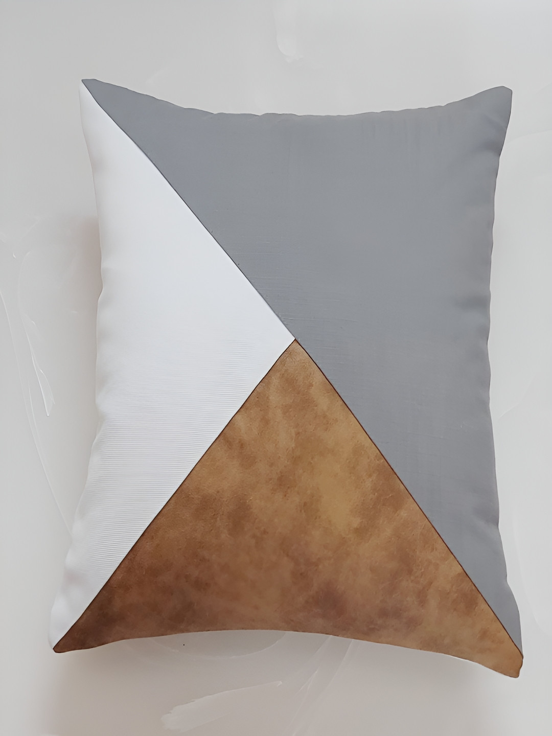 THROWPILLOW White Abstract Leather Square Cushion Cover