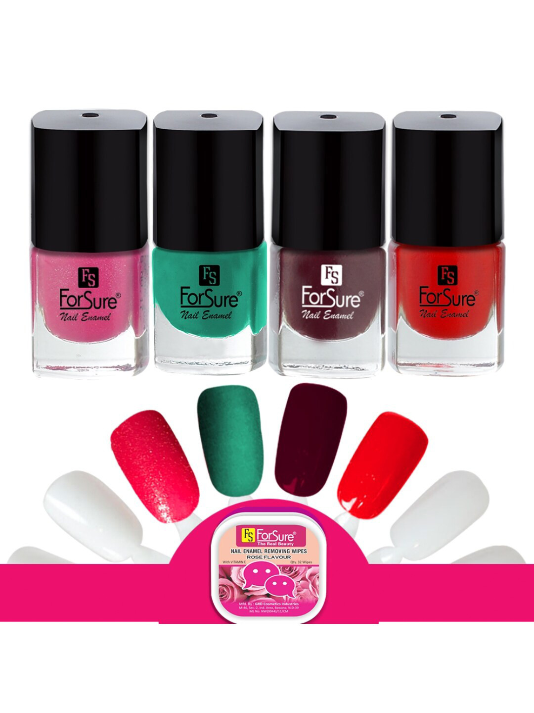 ForSure Set Of 4 Trendy Long-Lasting Nail Polish 5ml Each - Shades 107-108-109-113