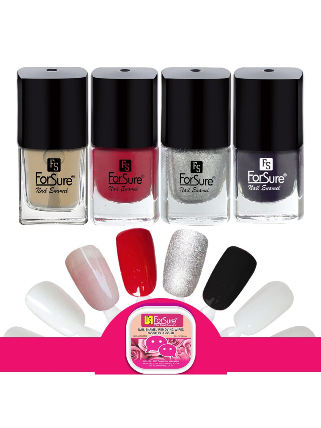 ForSure Set Of 4 Trendy Long-Lasting Nail Polish 5ml Each - Shades 106-105-118-119