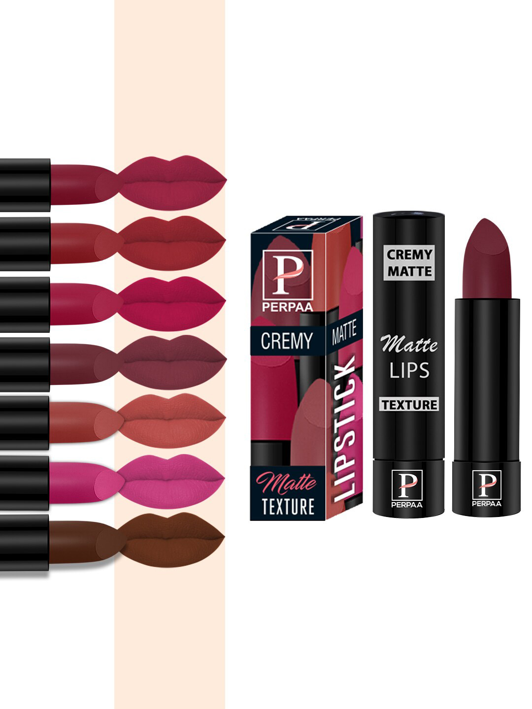 PERPAA Cremy Matte Set Of 8 Lipstick With Jojoba Oil-3.5g Each-67-71-73-80-84-86-87-96